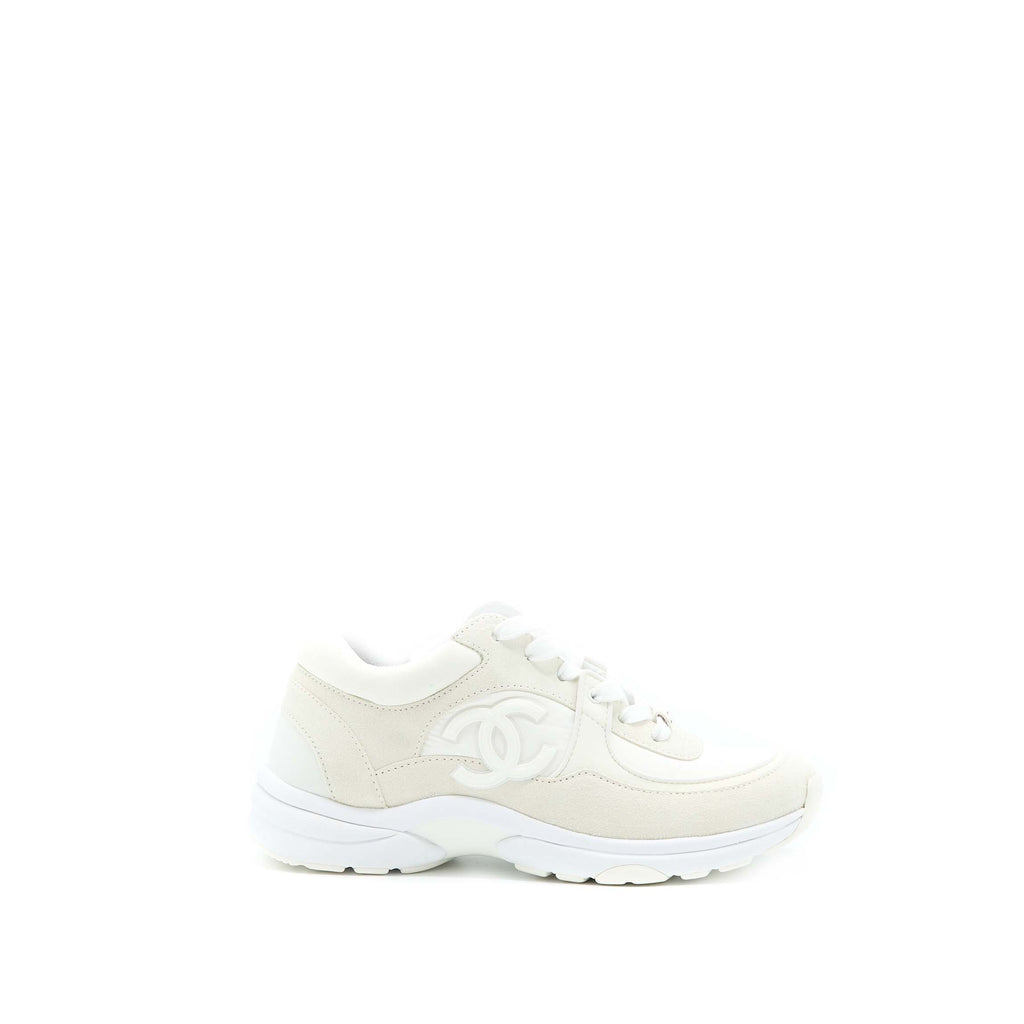 Chanel Size 37.5 22K CC Logo Sneaker White