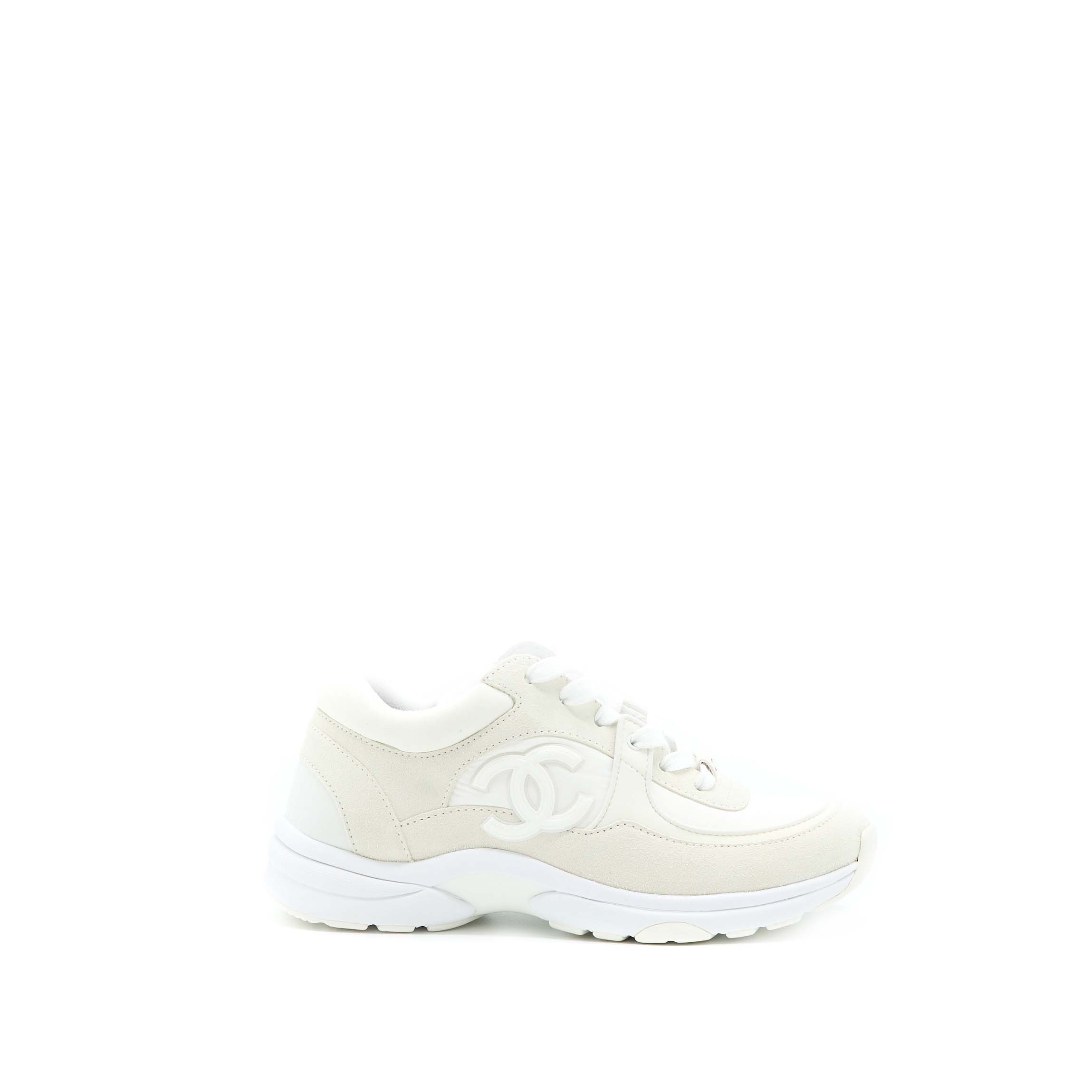 Chanel Size 37.5 22K CC Logo Sneaker White