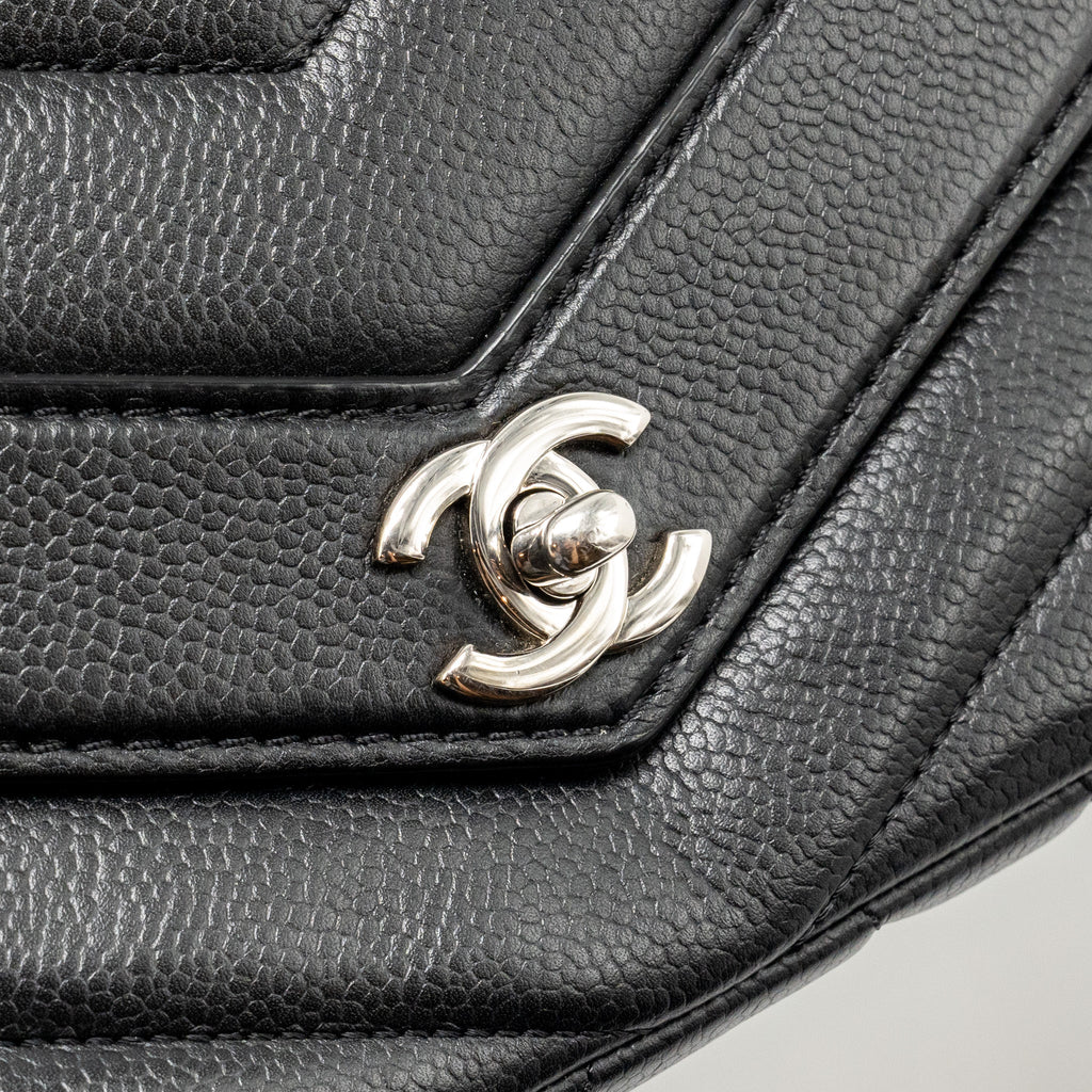 Chanel Envelop Flap Bag Chevron Caviar Black