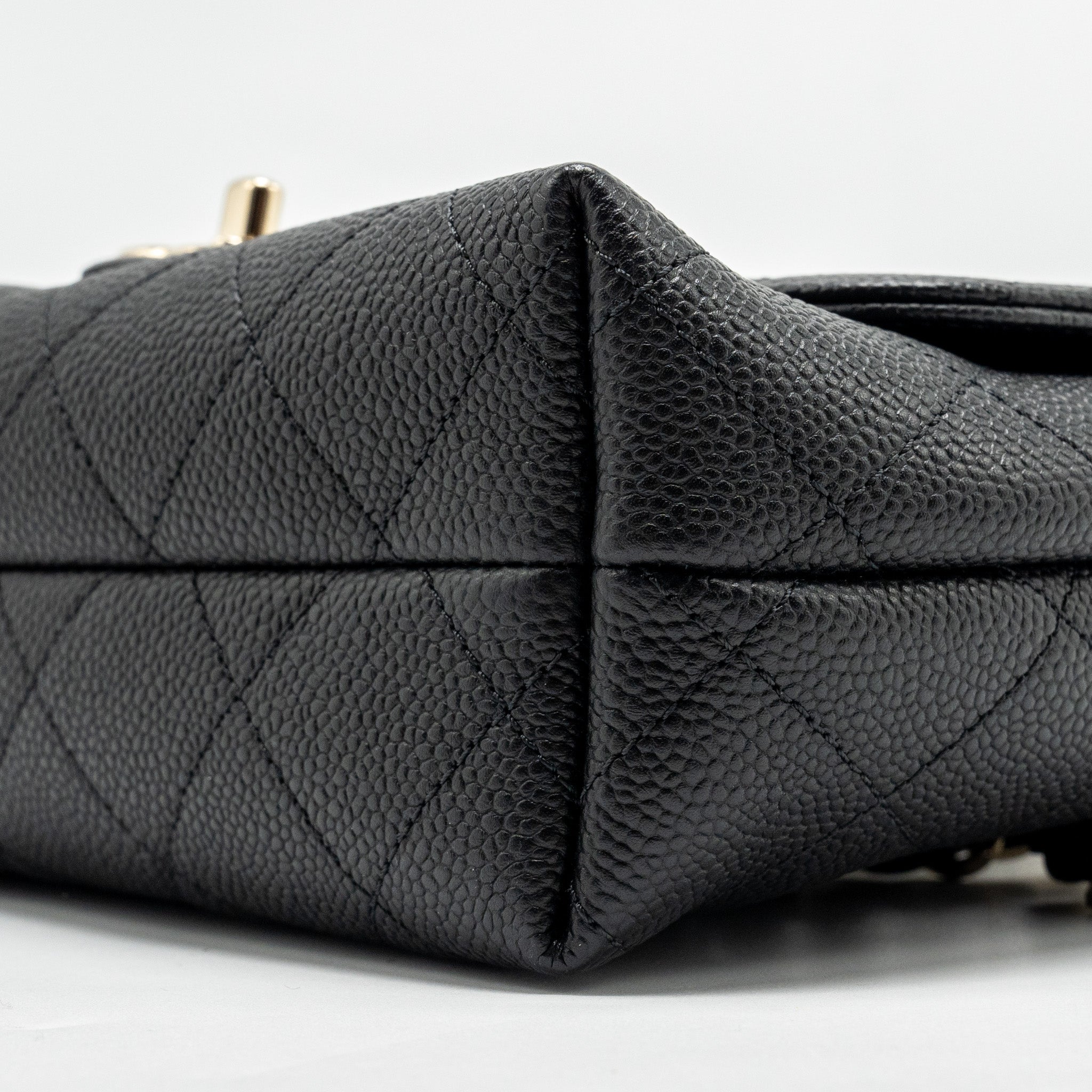 Chanel Chain Handle Flap Bag Quilted Calfskin Black L