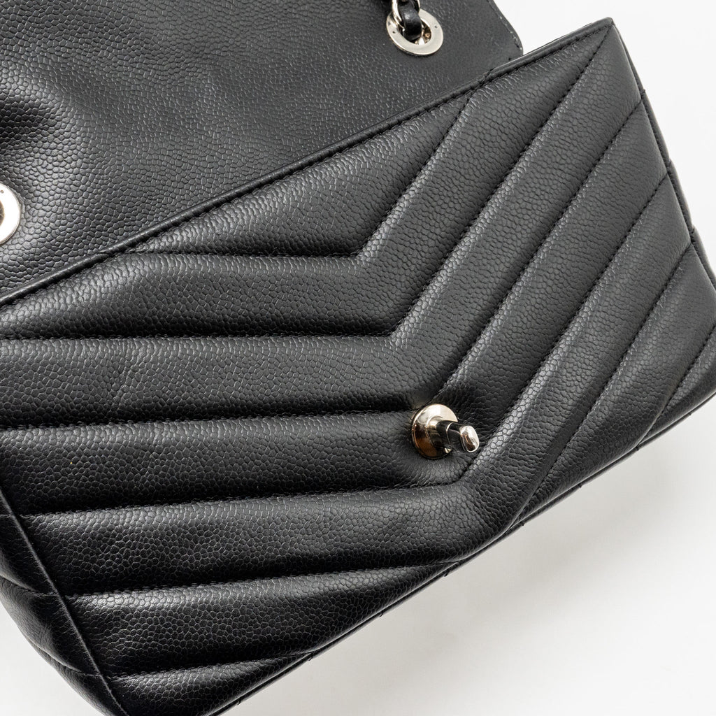 Chanel Envelop Flap Bag Chevron Caviar Black