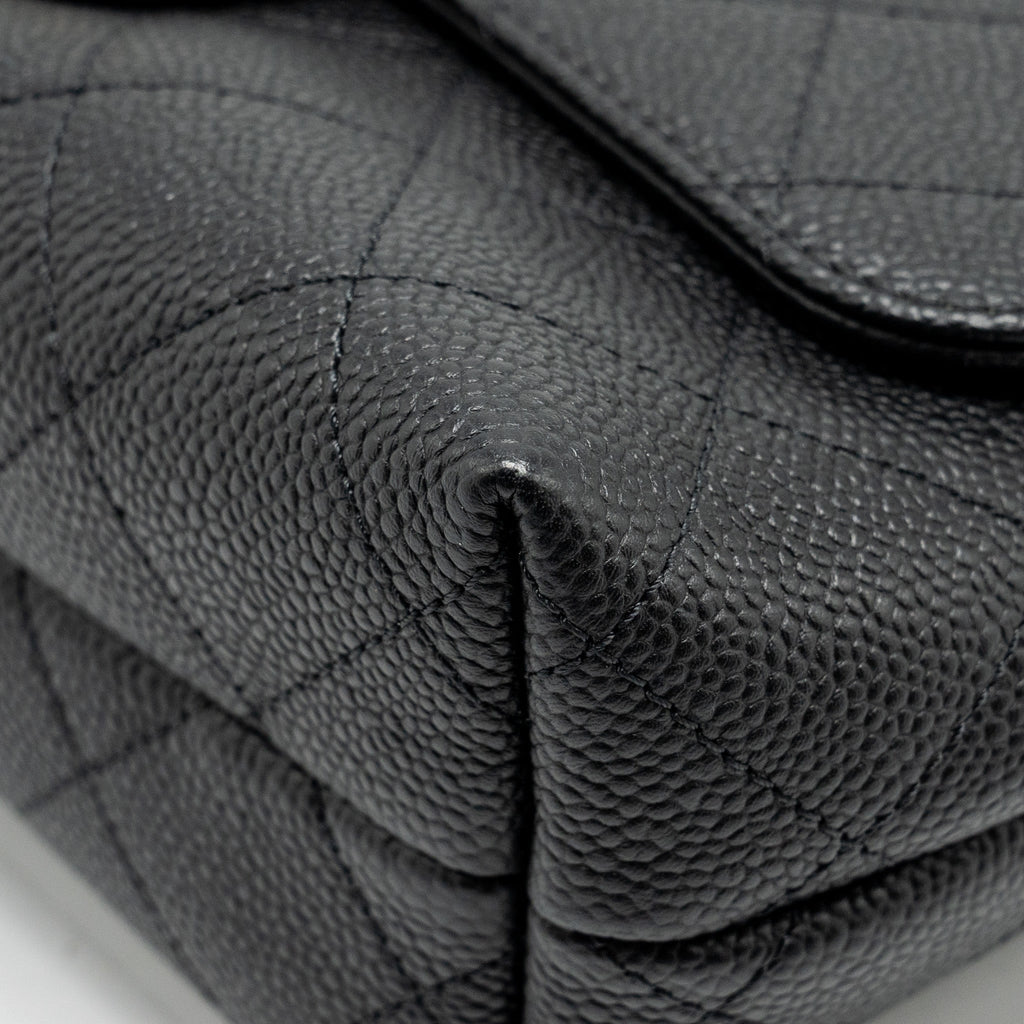 Chanel Chain Handle Flap Bag Quilted Calfskin Black L