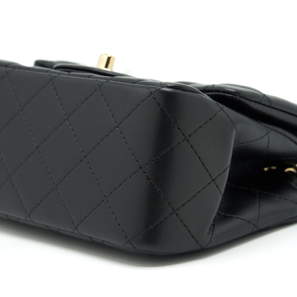 Chanel Mini Square Flap Bag Lambskin Black L