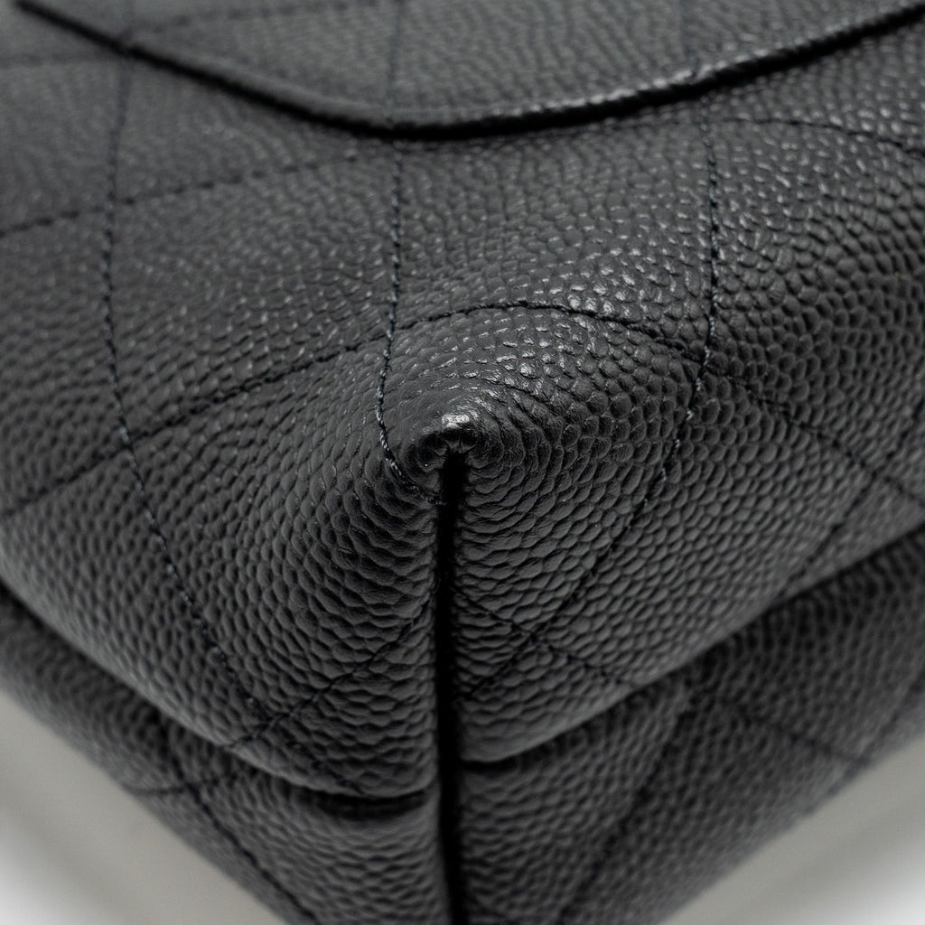 Chanel Chain Handle Flap Bag Quilted Calfskin Black L