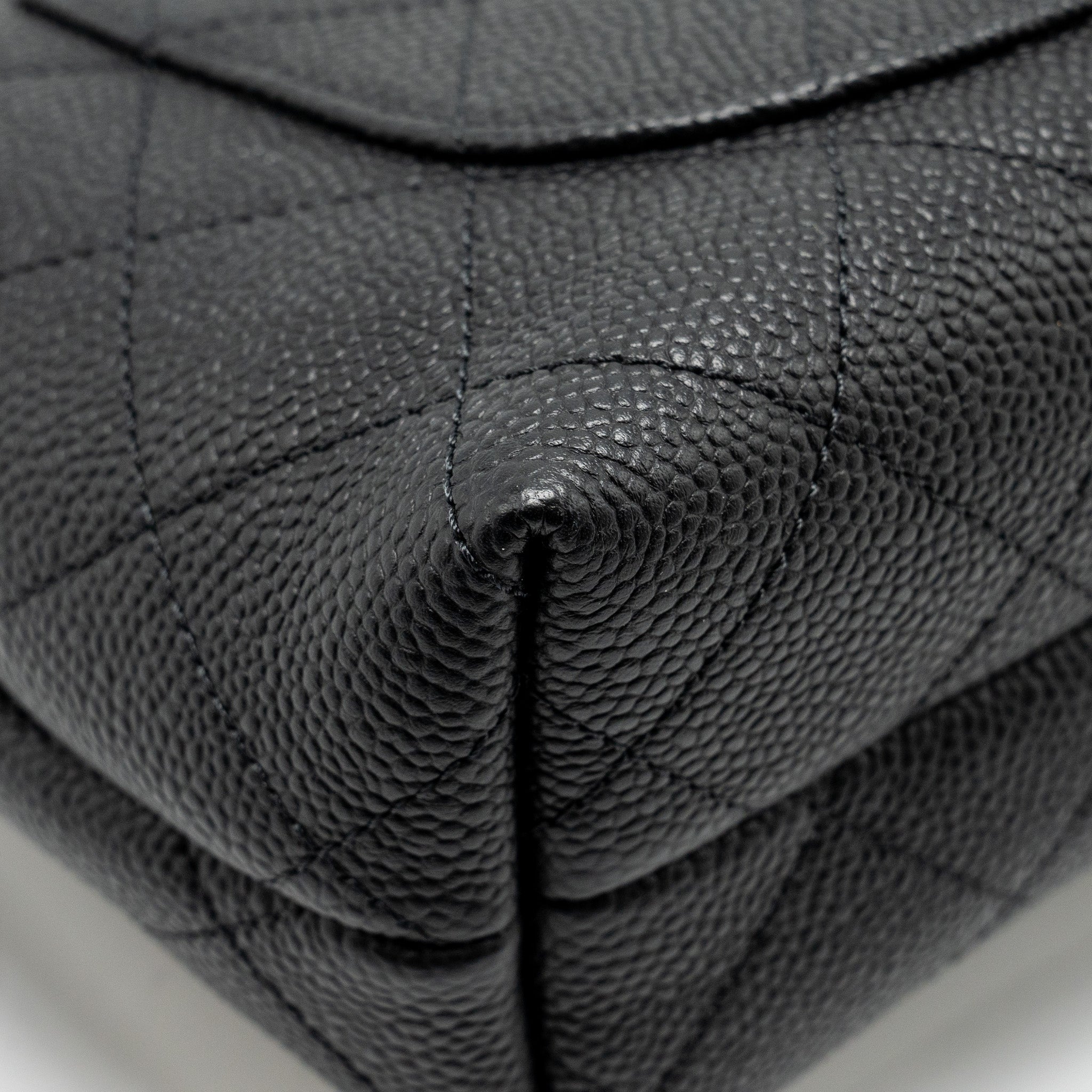 Chanel Chain Handle Flap Bag Quilted Calfskin Black L