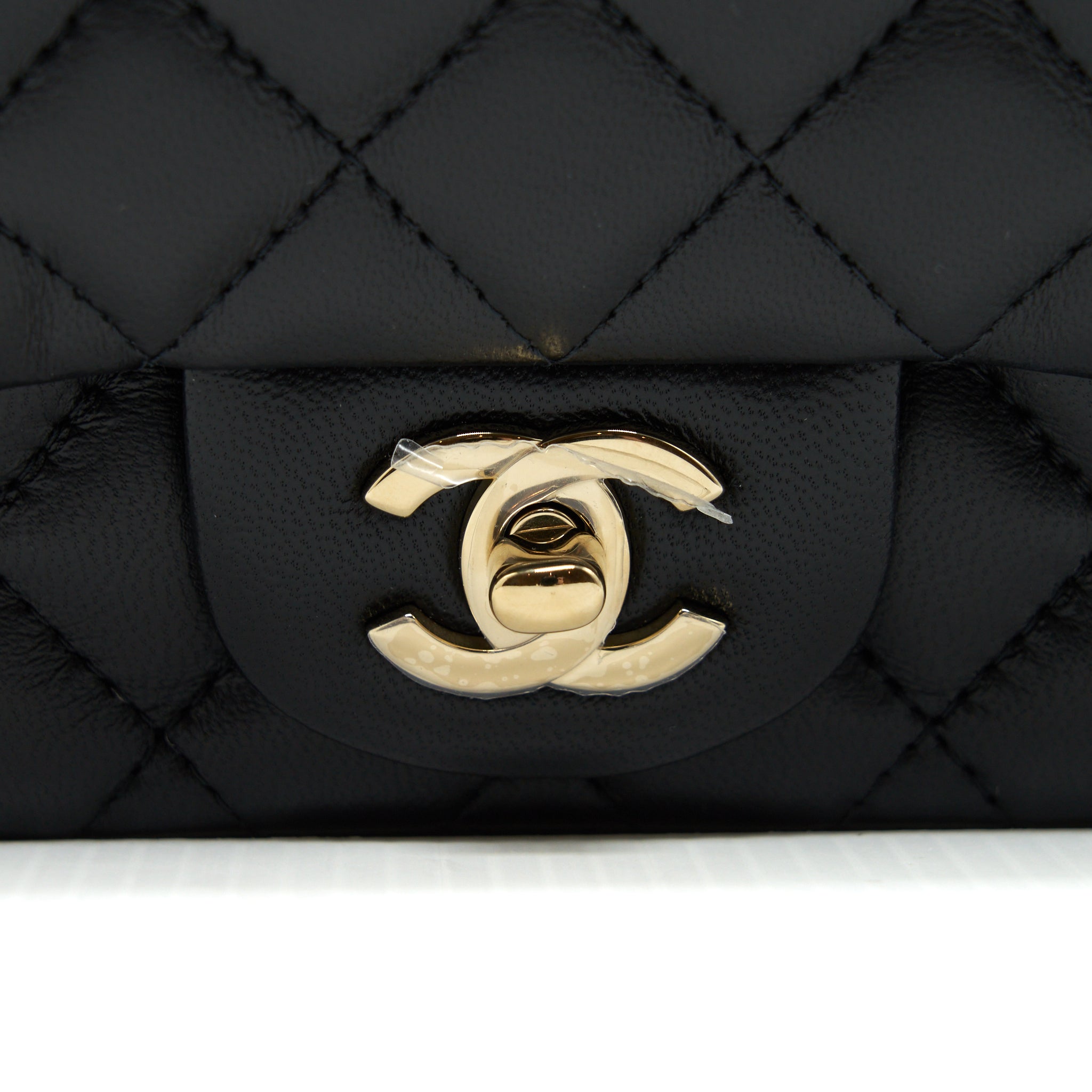 Chanel Mini Square Flap Bag Lambskin Black L