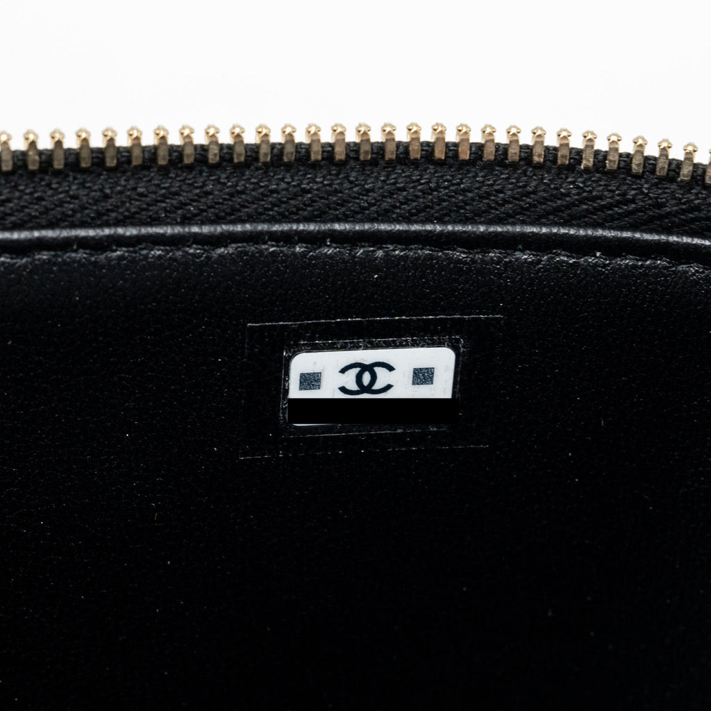 Chanel Detail Top Handle Long Vanity With Chains Lambskin Black (Microchip)