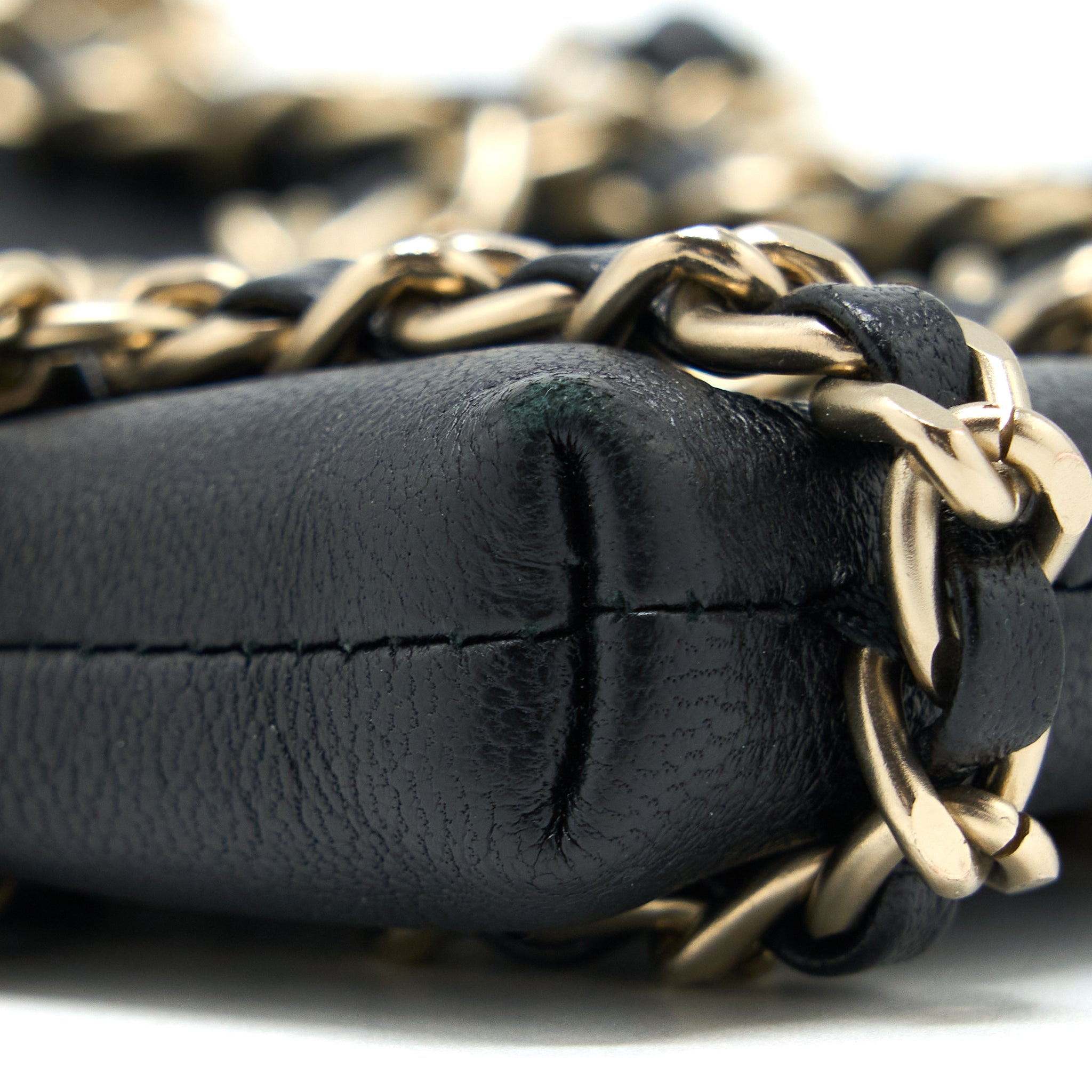 Chanel Phone Pouch with Chain Lambskin Black L