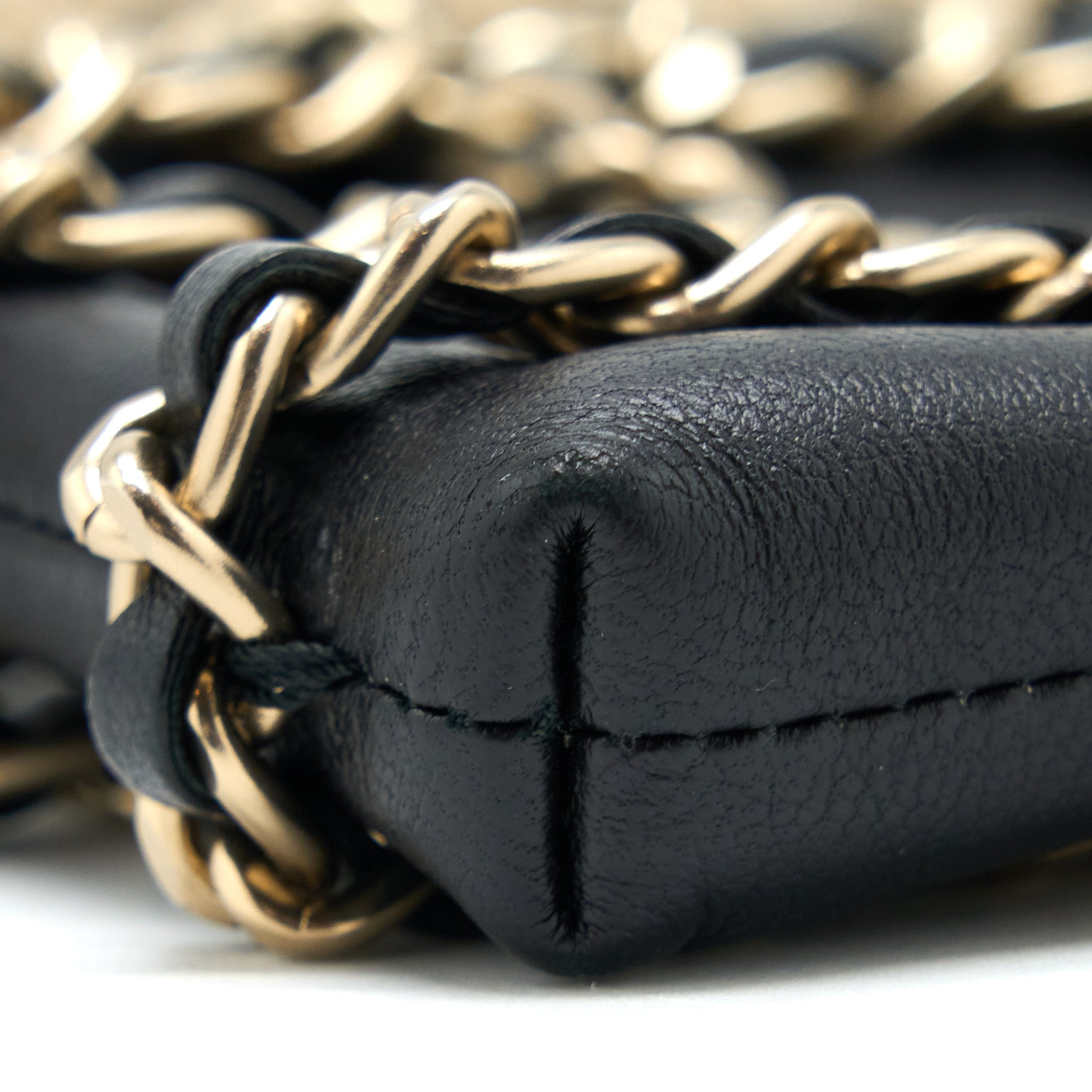 Chanel Phone Pouch with Chain Lambskin Black L
