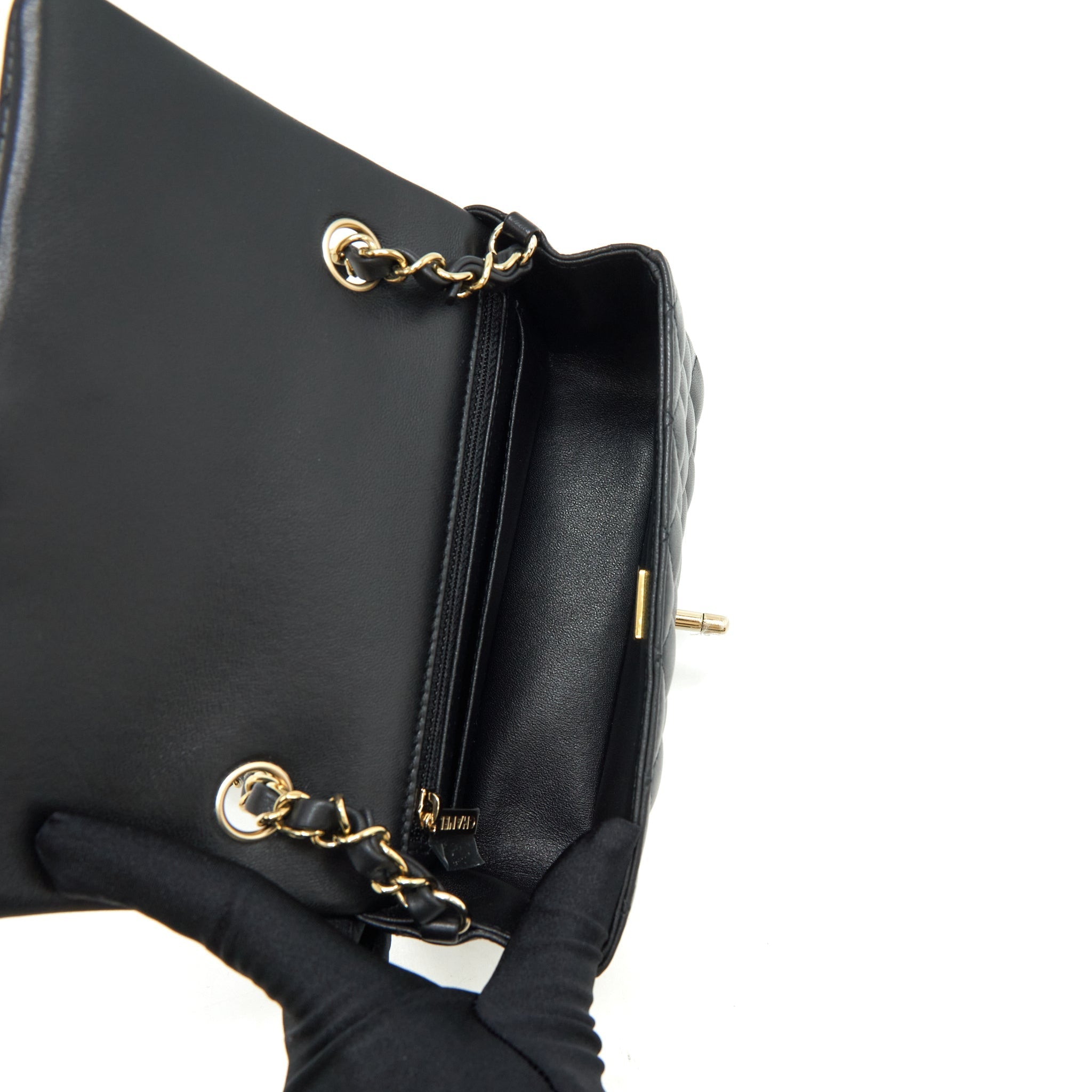 Chanel Mini Rectangular Flap Bag Lambskin Black L(Microchip）