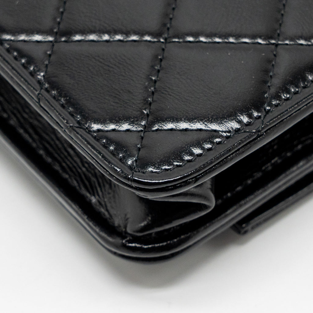 Chanel 24c 31 Wallet On Chain Shiny Calfskin Black L (Microchip)