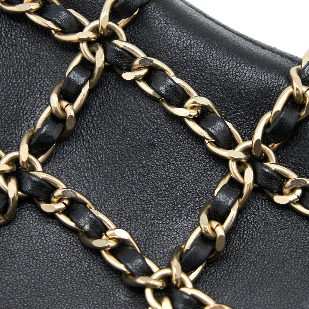 Chanel Phone Pouch with Chain Lambskin Black L