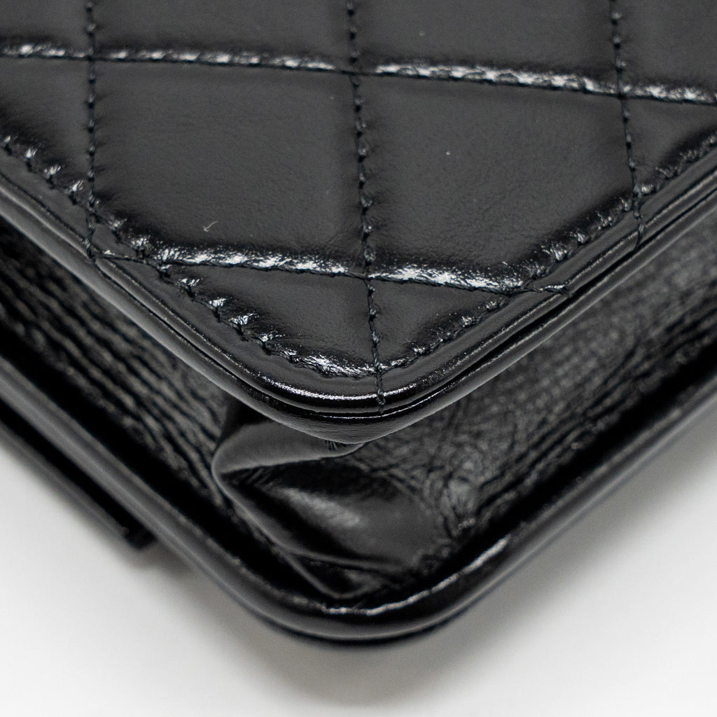 Chanel 24c 31 Wallet On Chain Shiny Calfskin Black L (Microchip)