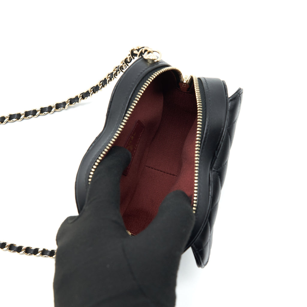 Chanel 22S Small Heart Bag Lambskin Black L
