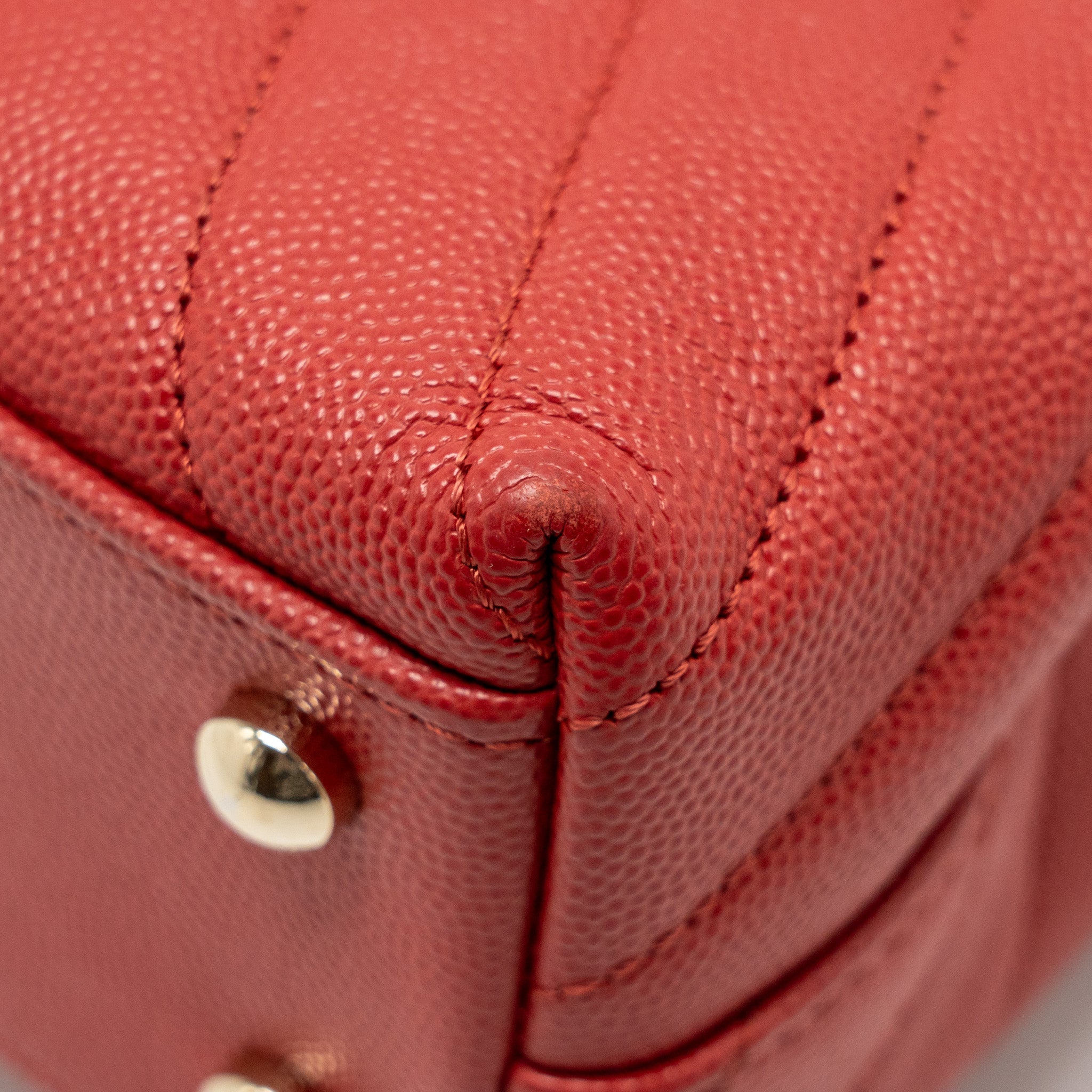 Chanel Small Coco Handle Chevron Caviar Red
