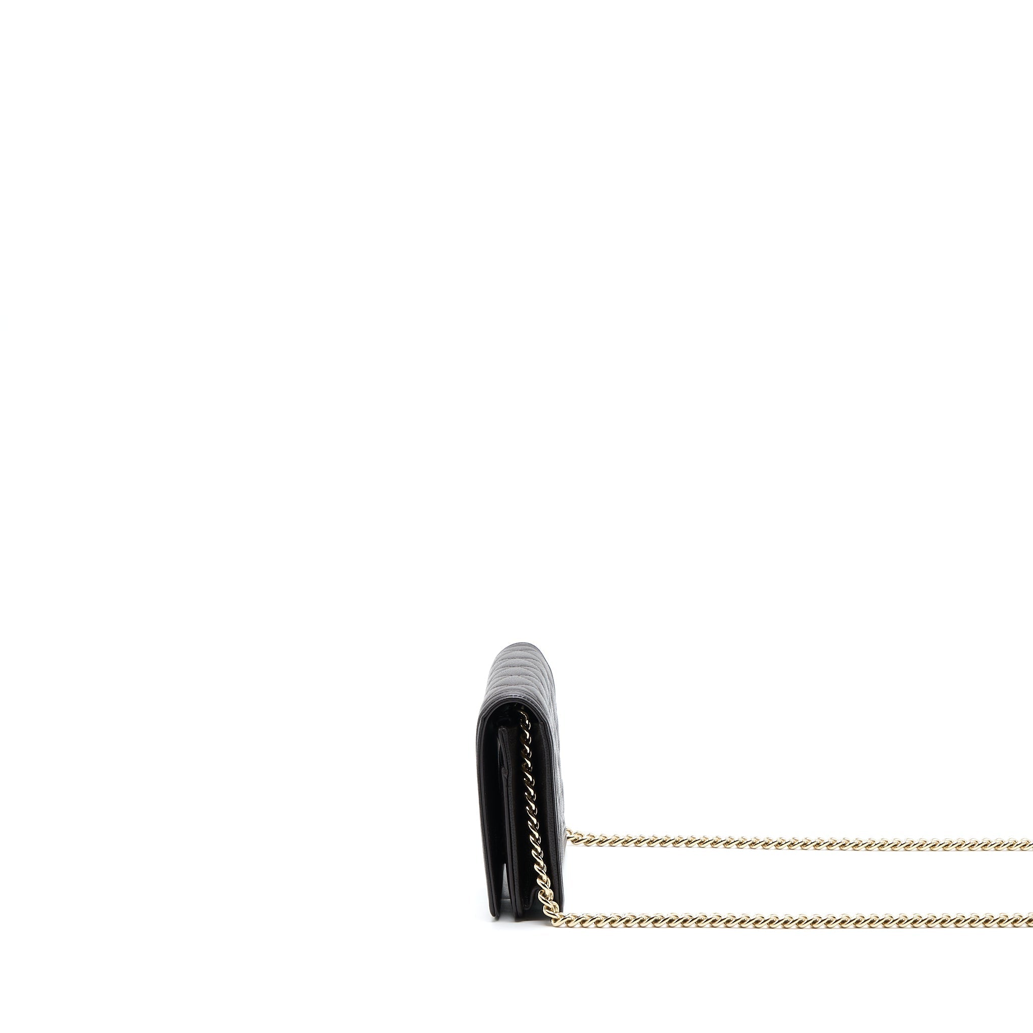 Chanel Boy Wallet On Chain Grained Calfskin Brown L (Microchip)