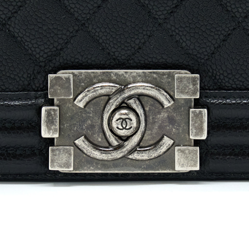 Chanel New Medium 28cm Boy Bag Caviar Black Ruthenium