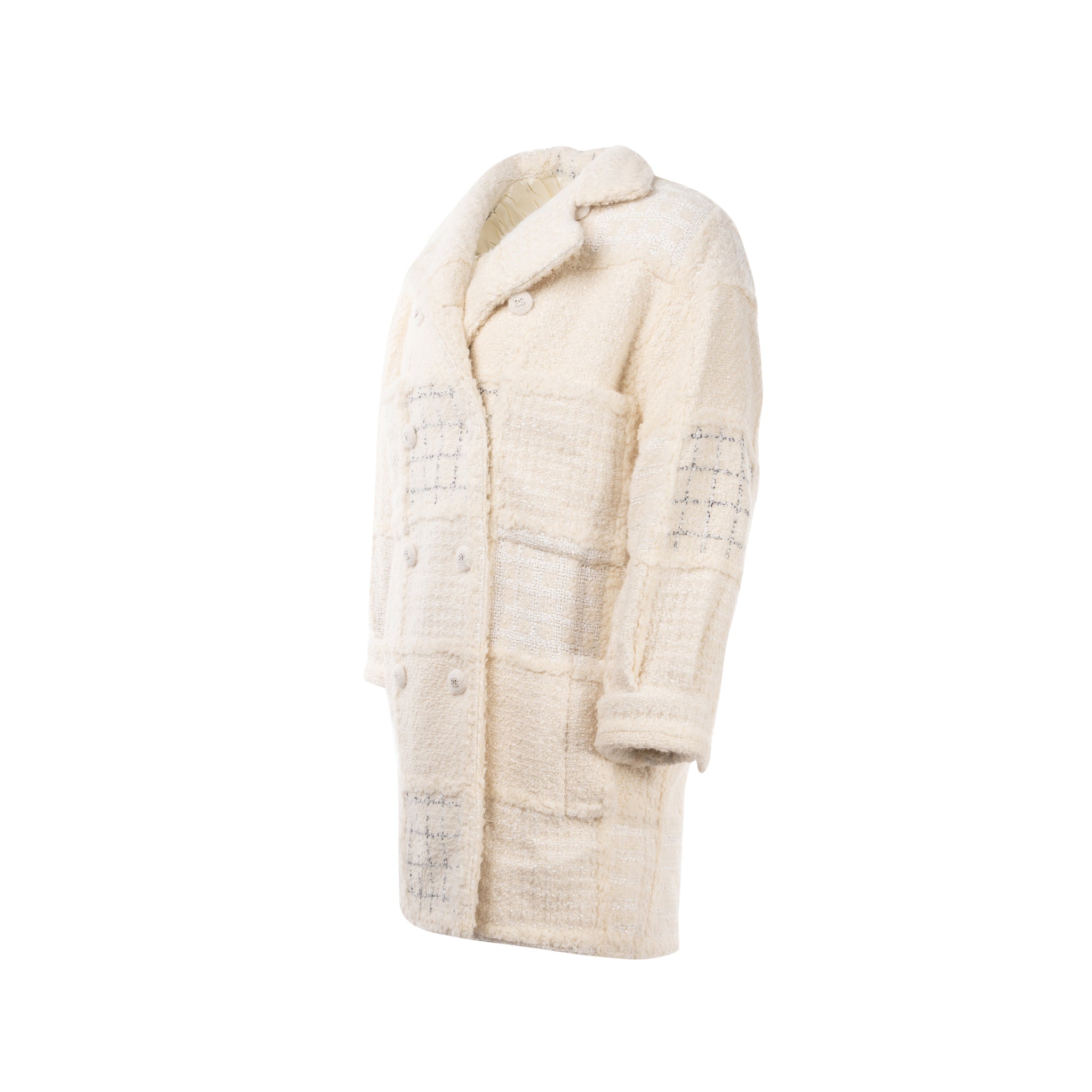 Chanel Size 34 21K Tweed Jacket Cashmere/Polyester/Wool Ecru/Black/White