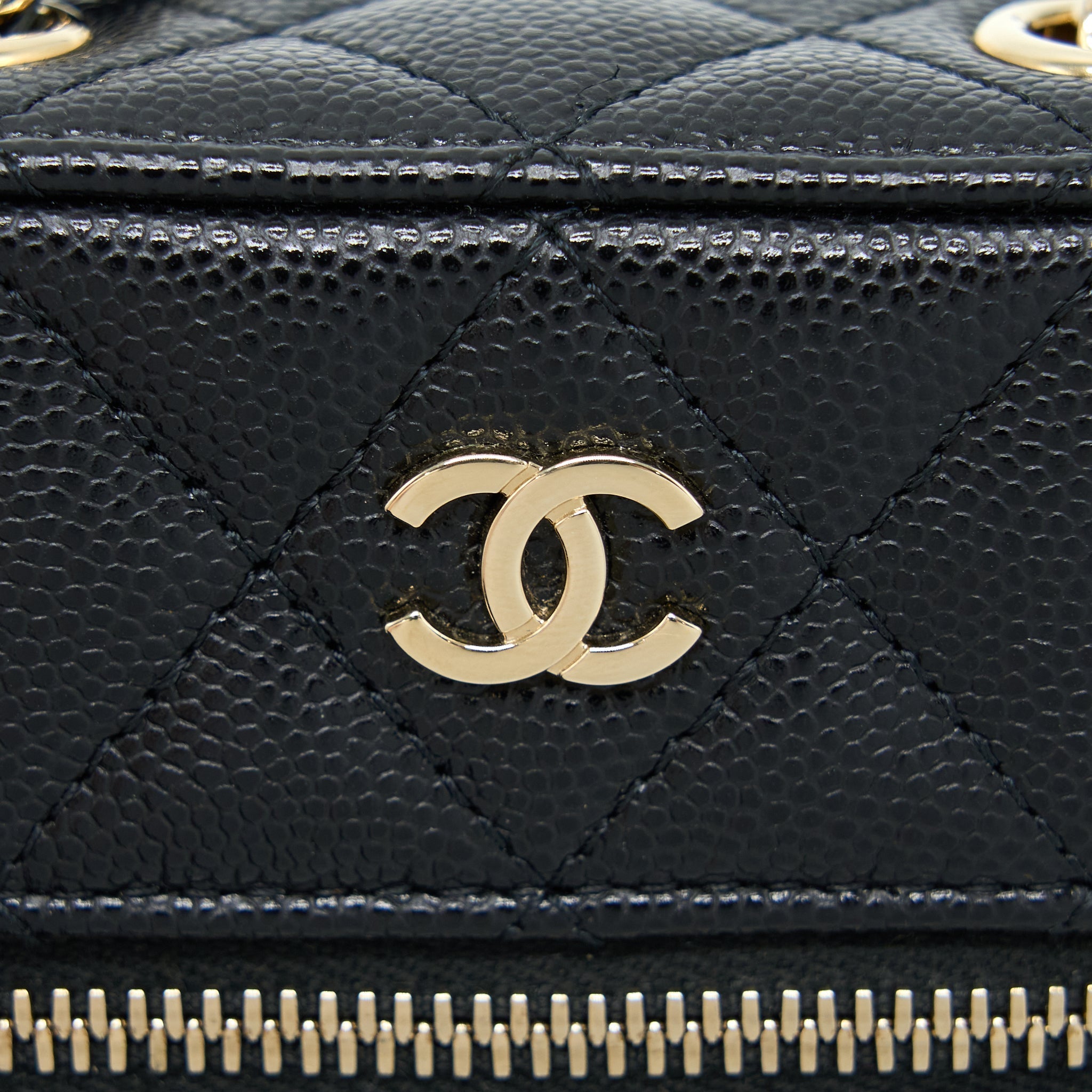 Chanel Vanity Phone Holder with Chain Caviar Black L