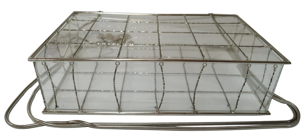 CHANEL Plastic Box Chain Grid Clear Shoulder Bag Rare
