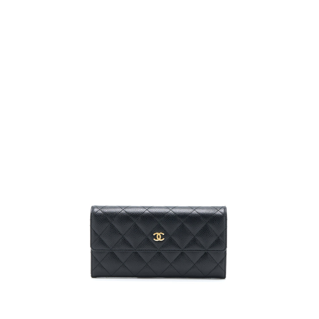 Chanel Classic Long Wallet Caviar Black L