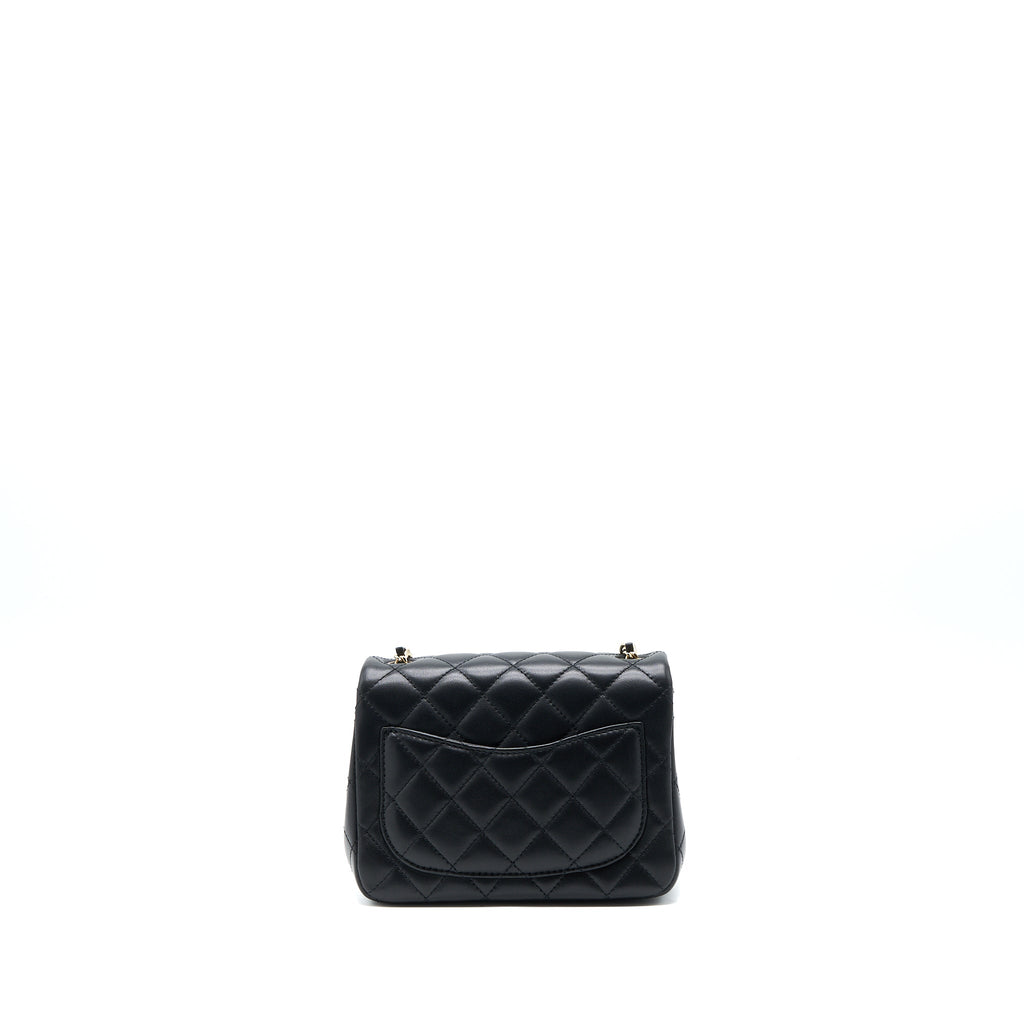 Chanel 23C Pearl Crush Mini Square Flap Bag Lambskin Black L (Microchip)