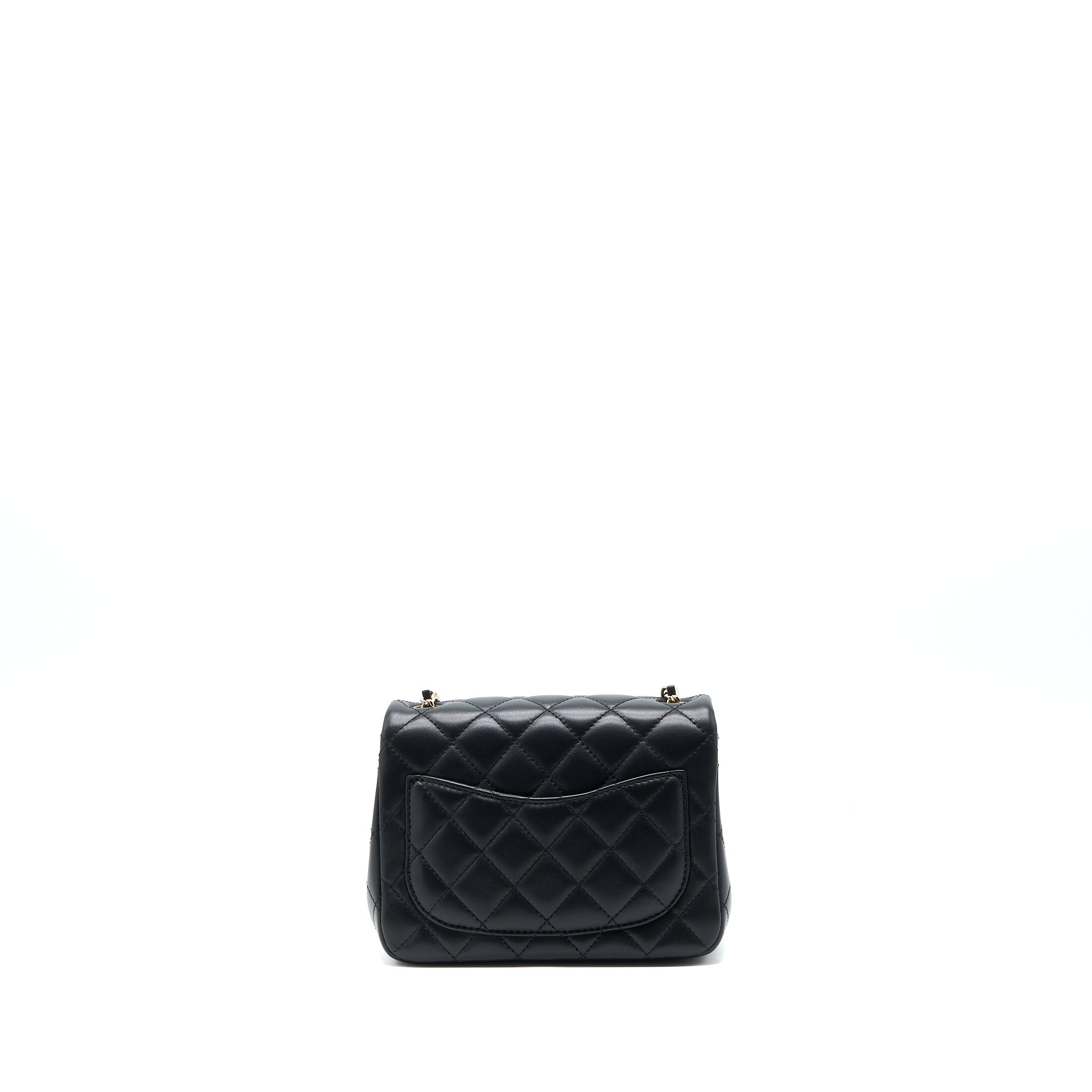 Chanel 23C Pearl Crush Mini Square Flap Bag Lambskin Black L (Microchip)