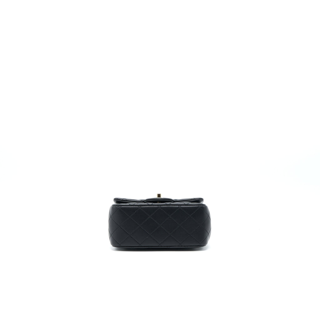 Chanel 23C Pearl Crush Mini Square Flap Bag Lambskin Black L (Microchip)