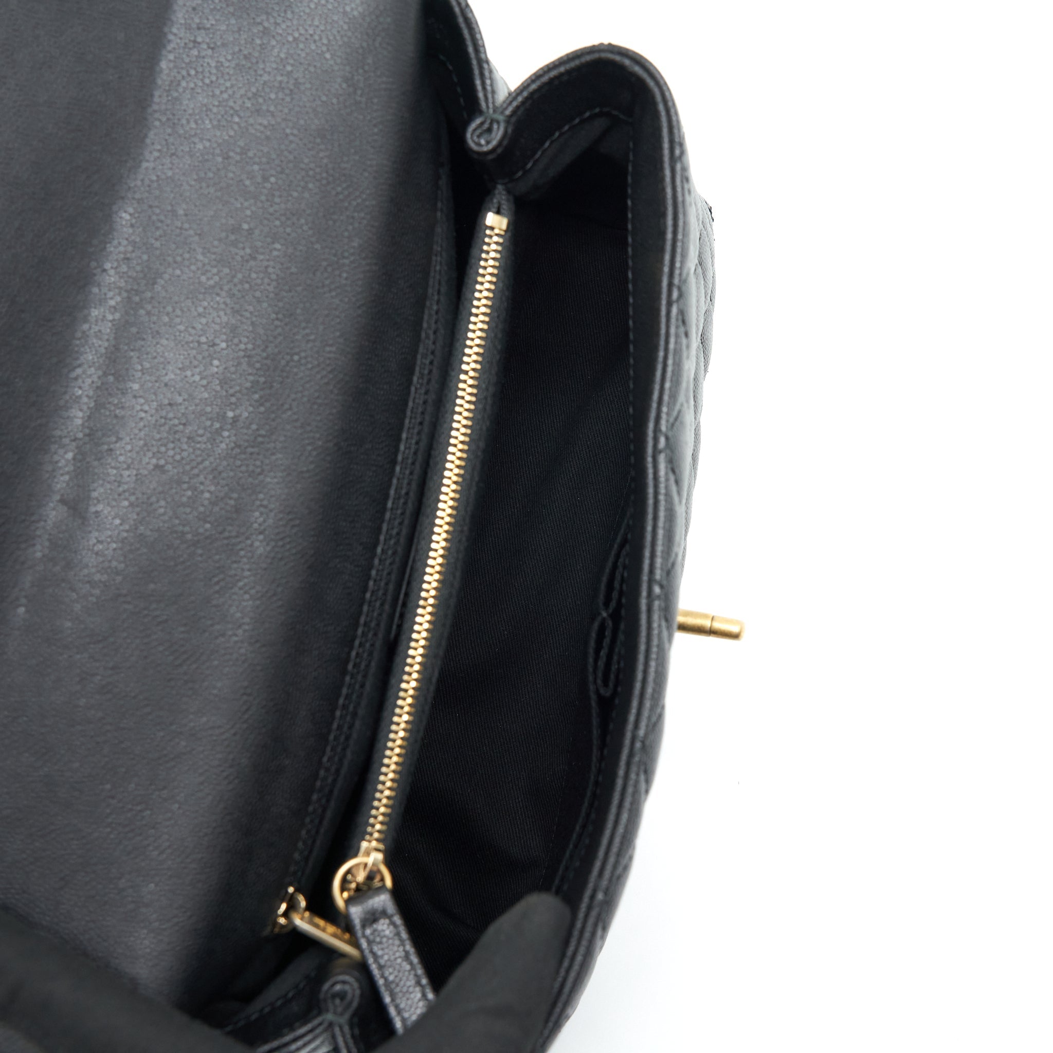 Chanel Medium Coco Handle With Lizard Embossed Handle Caviar Black
