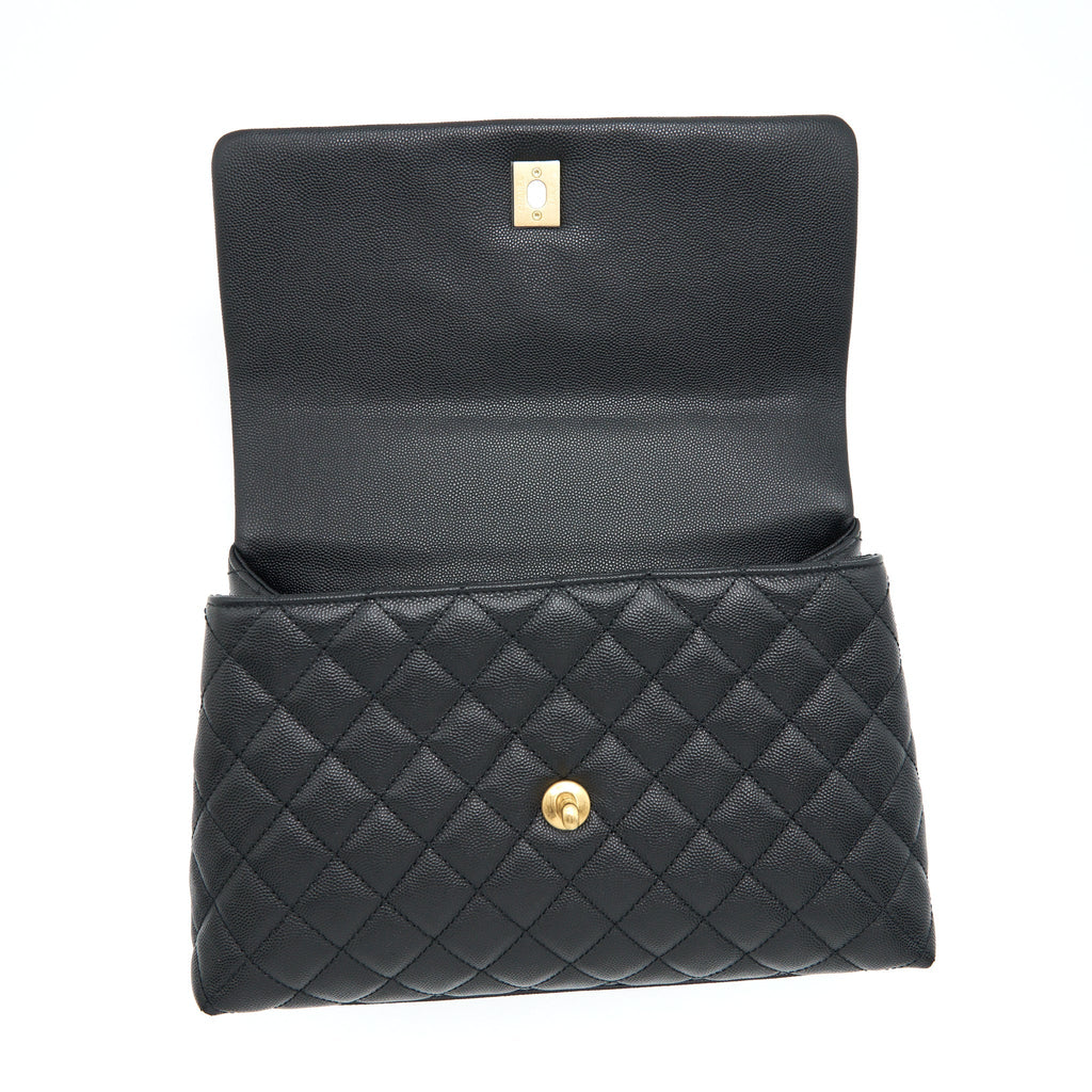 Chanel Medium Coco Handle With Lizard Embossed Handle Caviar Black