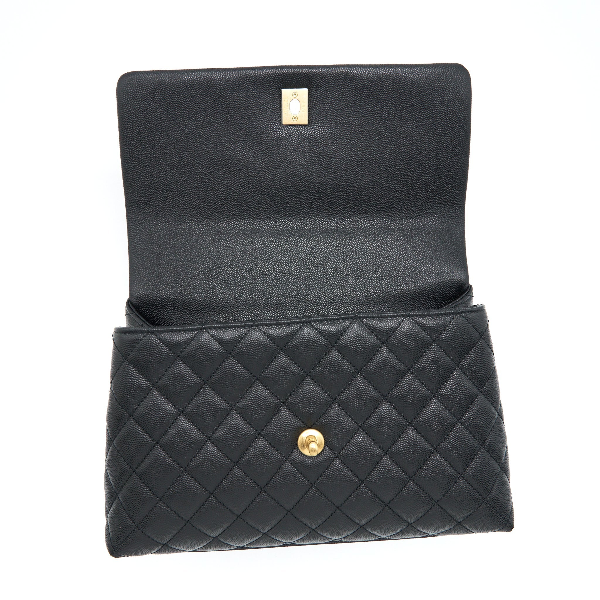 Chanel Medium Coco Handle With Lizard Embossed Handle Caviar Black