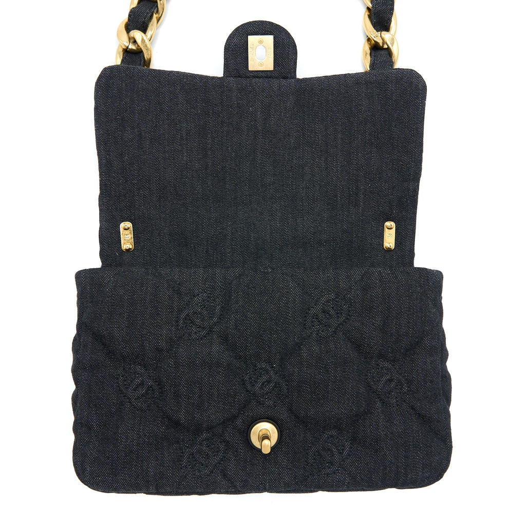 Chanel Chunky Chain Flap Bag Denim Black Brushed  (Microchip)