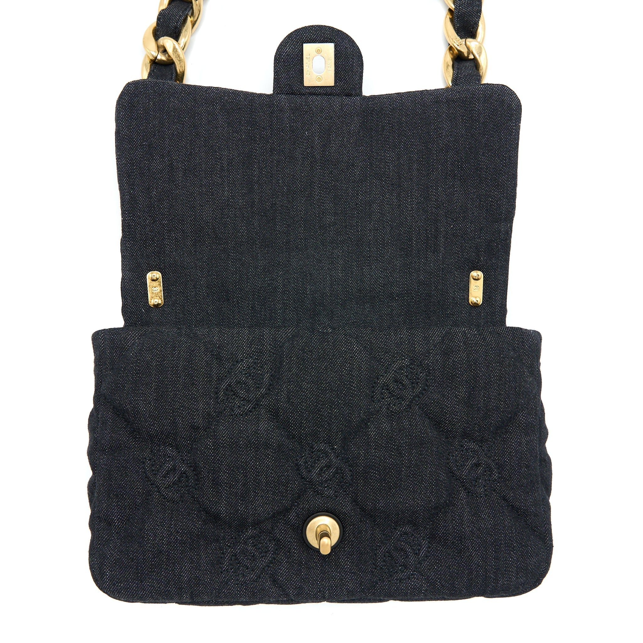 Chanel Chunky Chain Flap Bag Denim Black Brushed  (Microchip)