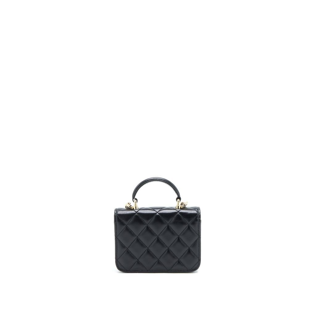 Chanel Mini Top Handle Flap Bag Lambskin Black L