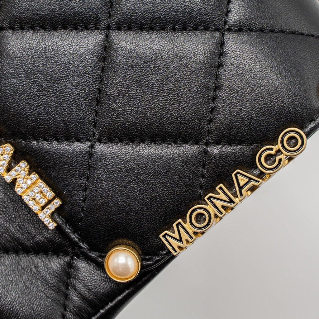 Chanel limited edition quilted flap bag lambskin black  (microchip)