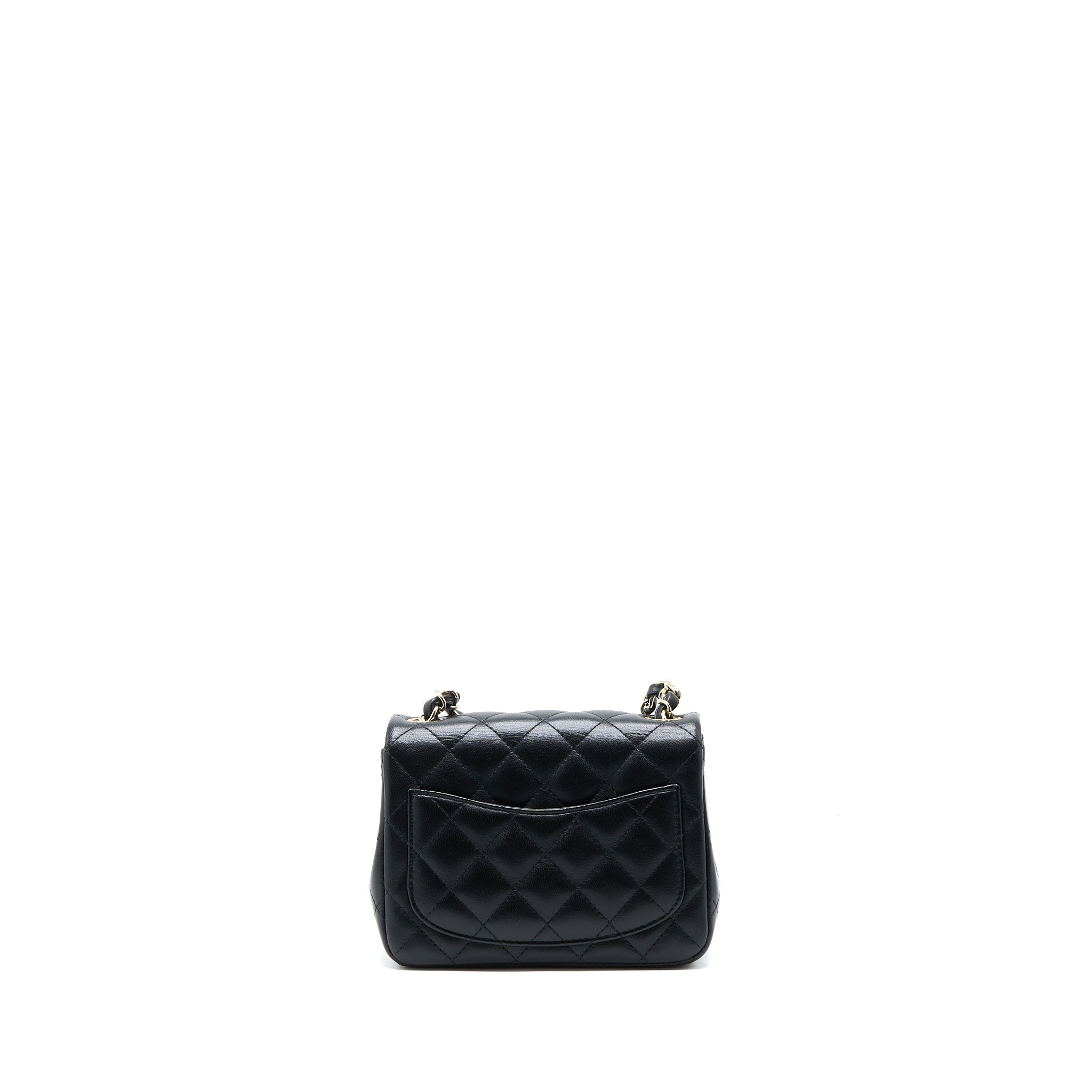 Chanel Classic Mini Square Flap Bag Lambskin Black L (Microchip)