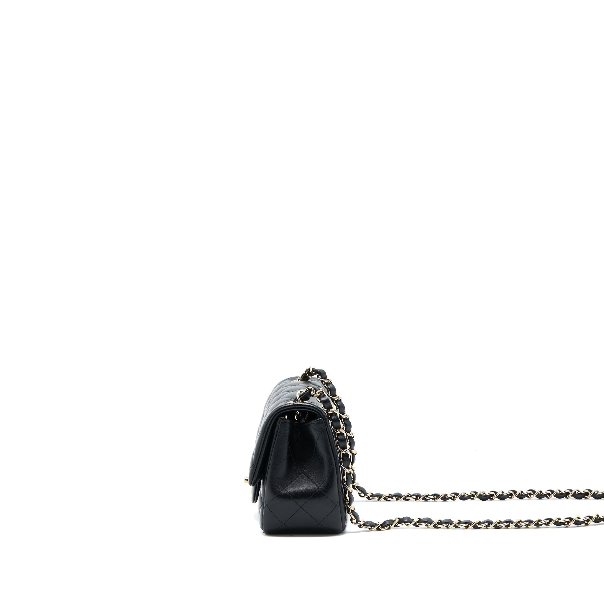 Chanel Classic Mini Square Flap Bag Lambskin Black L (Microchip)