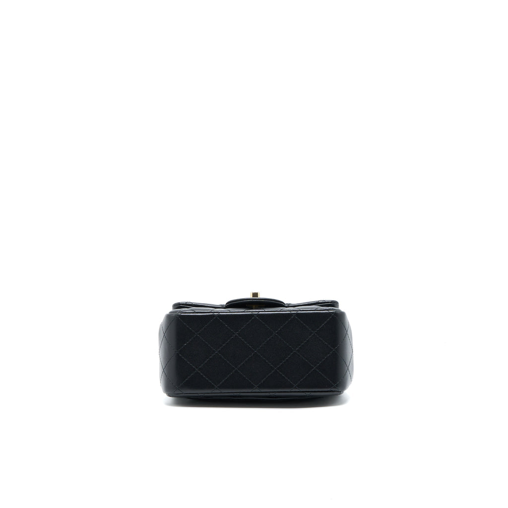 Chanel Classic Mini Square Flap Bag Lambskin Black L (Microchip)