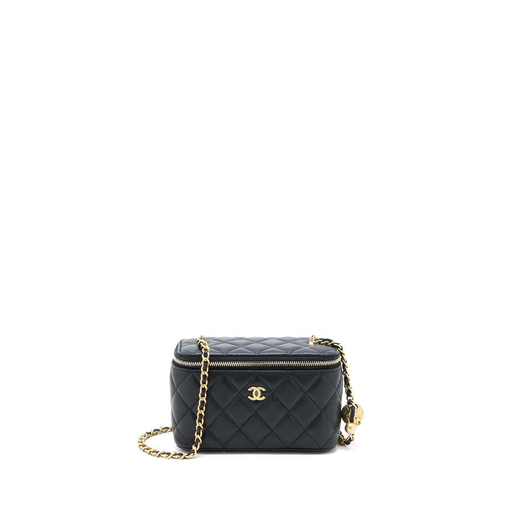 Chanel Pearl Crush Long Vanity with Chain Lambskin Black  (Microchip)