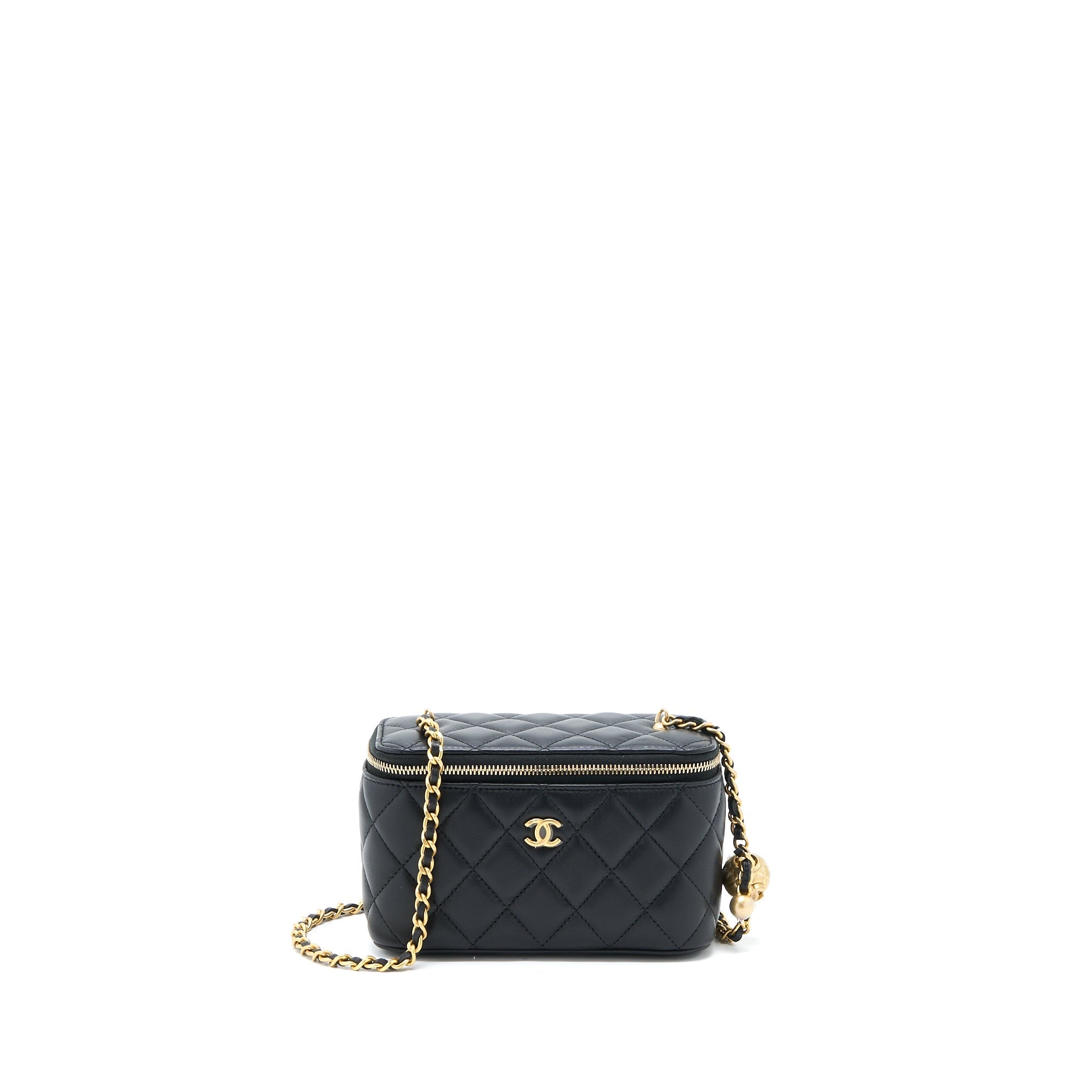 Chanel Pearl Crush Long Vanity with Chain Lambskin Black  (Microchip)