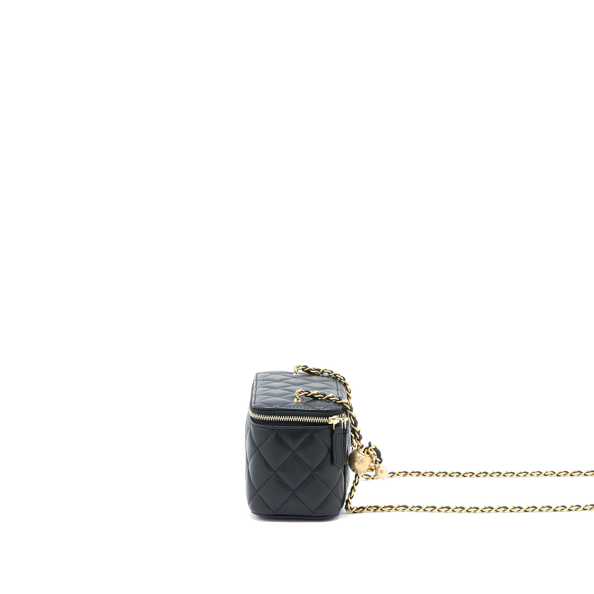 Chanel Pearl Crush Long Vanity with Chain Lambskin Black  (Microchip)