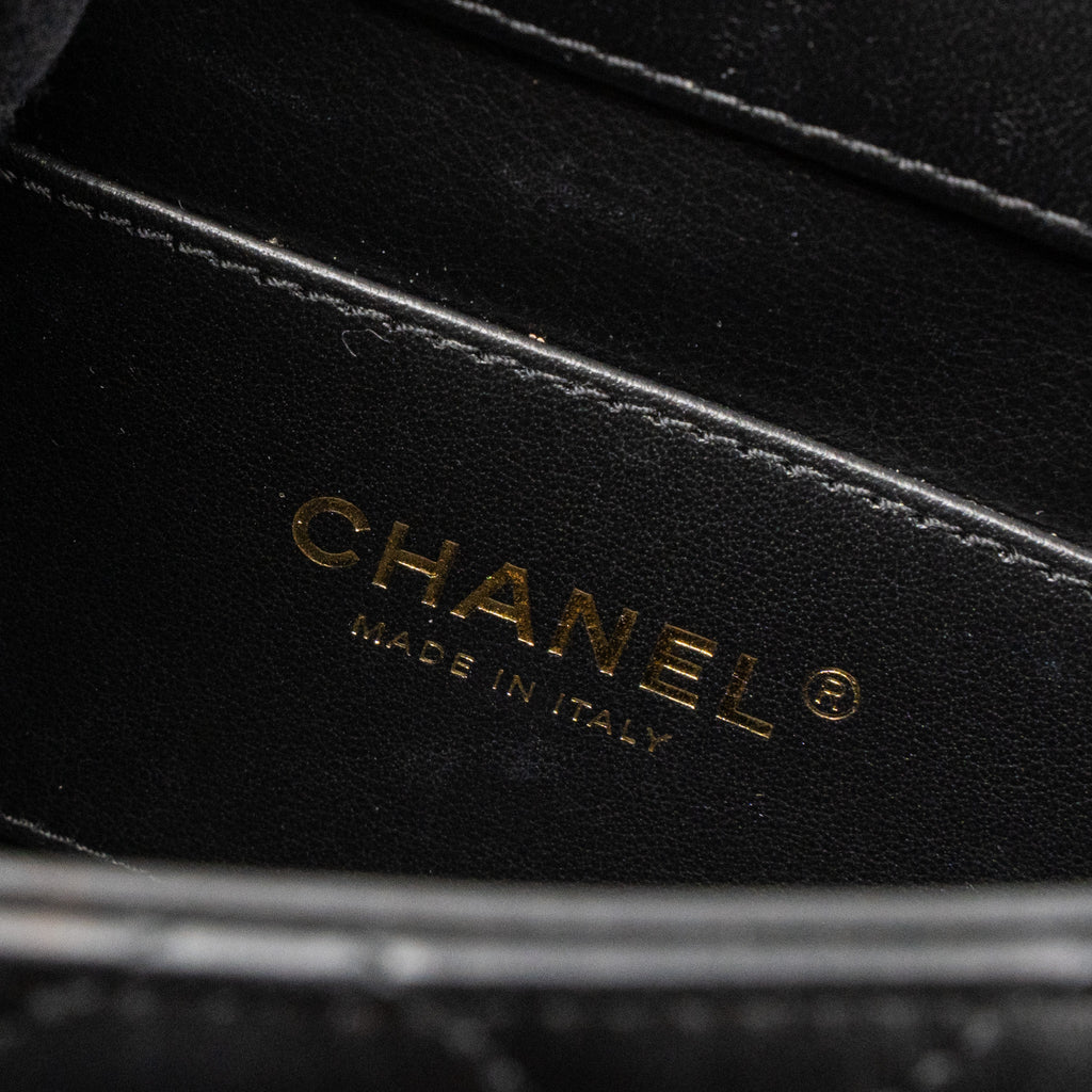 Chanel limited edition quilted flap bag lambskin black  (microchip)