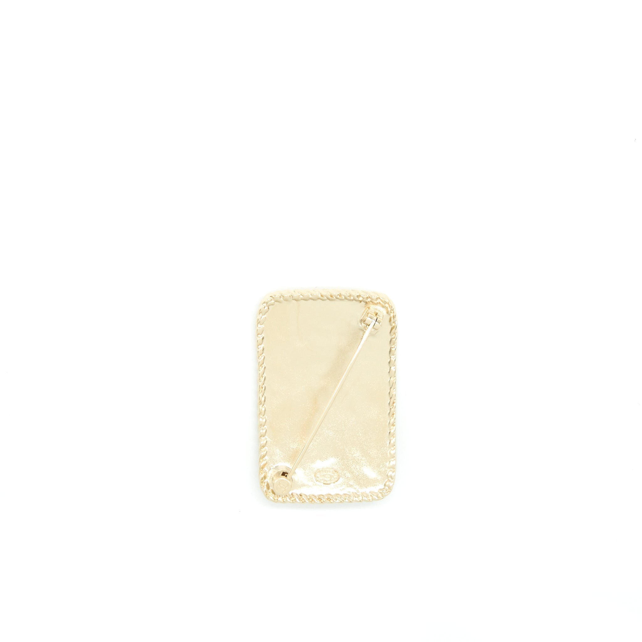 Chanel CC Logo And Crown Metal Plate Brooch Brushed L
