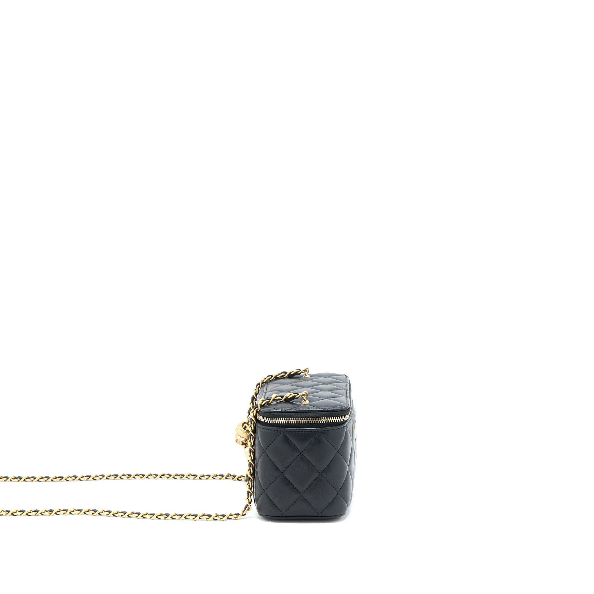 Chanel Pearl Crush Long Vanity with Chain Lambskin Black  (Microchip)