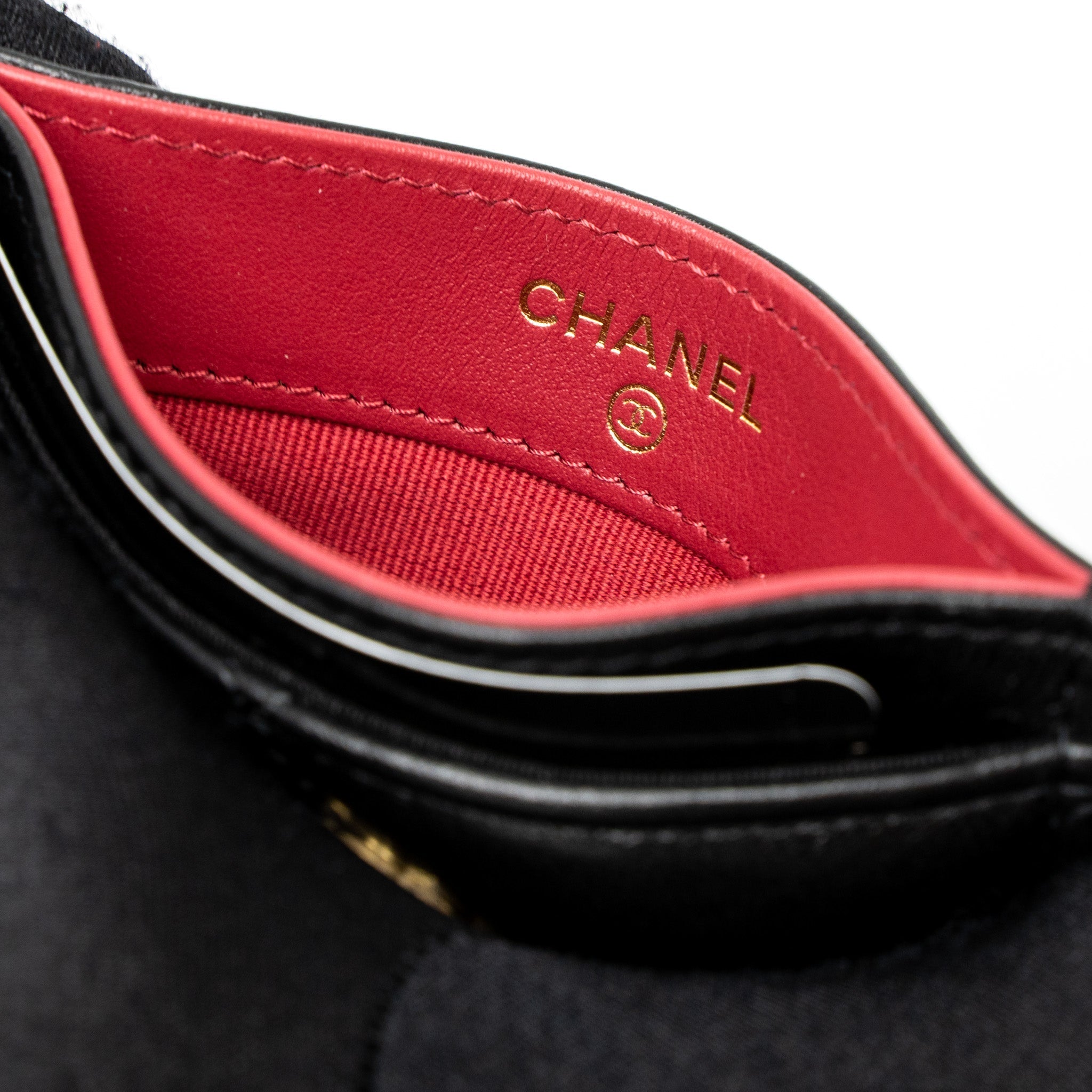Chanel 19 Card Holder Lambskin Black/Pink  (Microchip)
