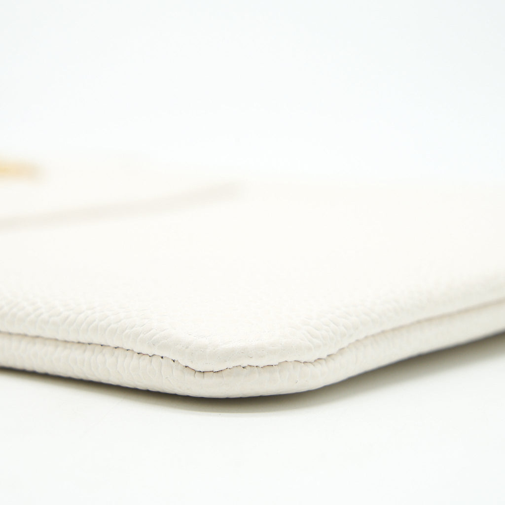 Chanel Seasonal Zippy Pouch Caviar White