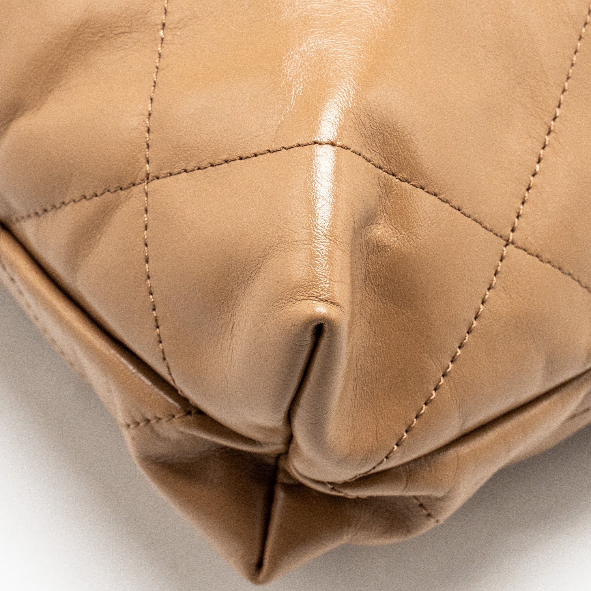 Chanel Small 22 Bag Shiny Calfskin Dark Beige  (microchip)