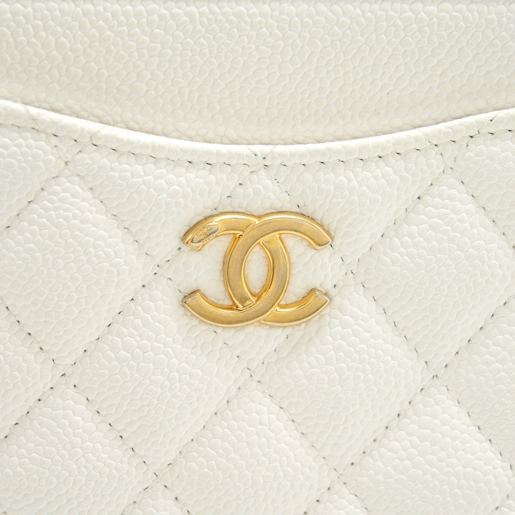 Chanel Seasonal Zippy Pouch Caviar White