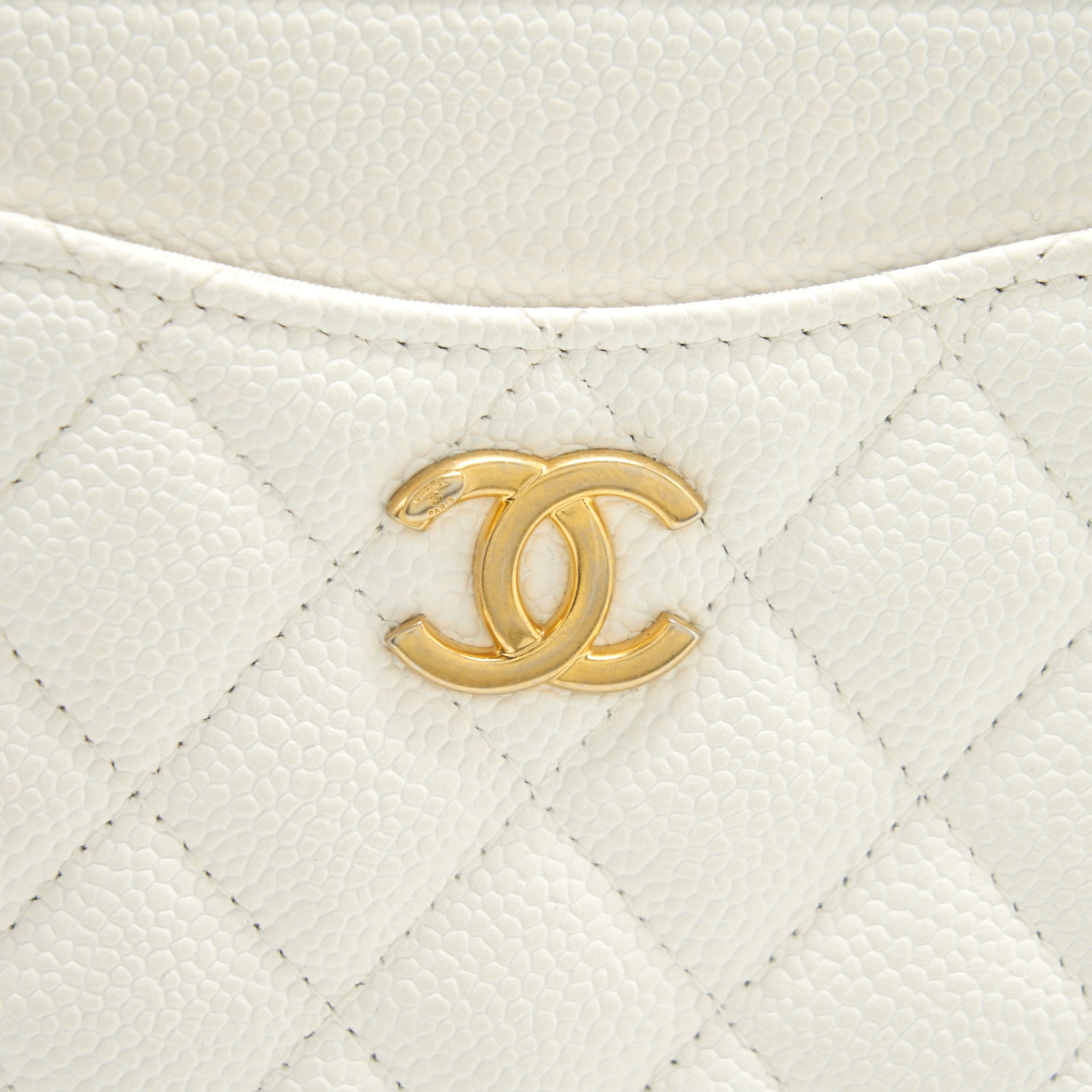 Chanel Seasonal Zippy Pouch Caviar White