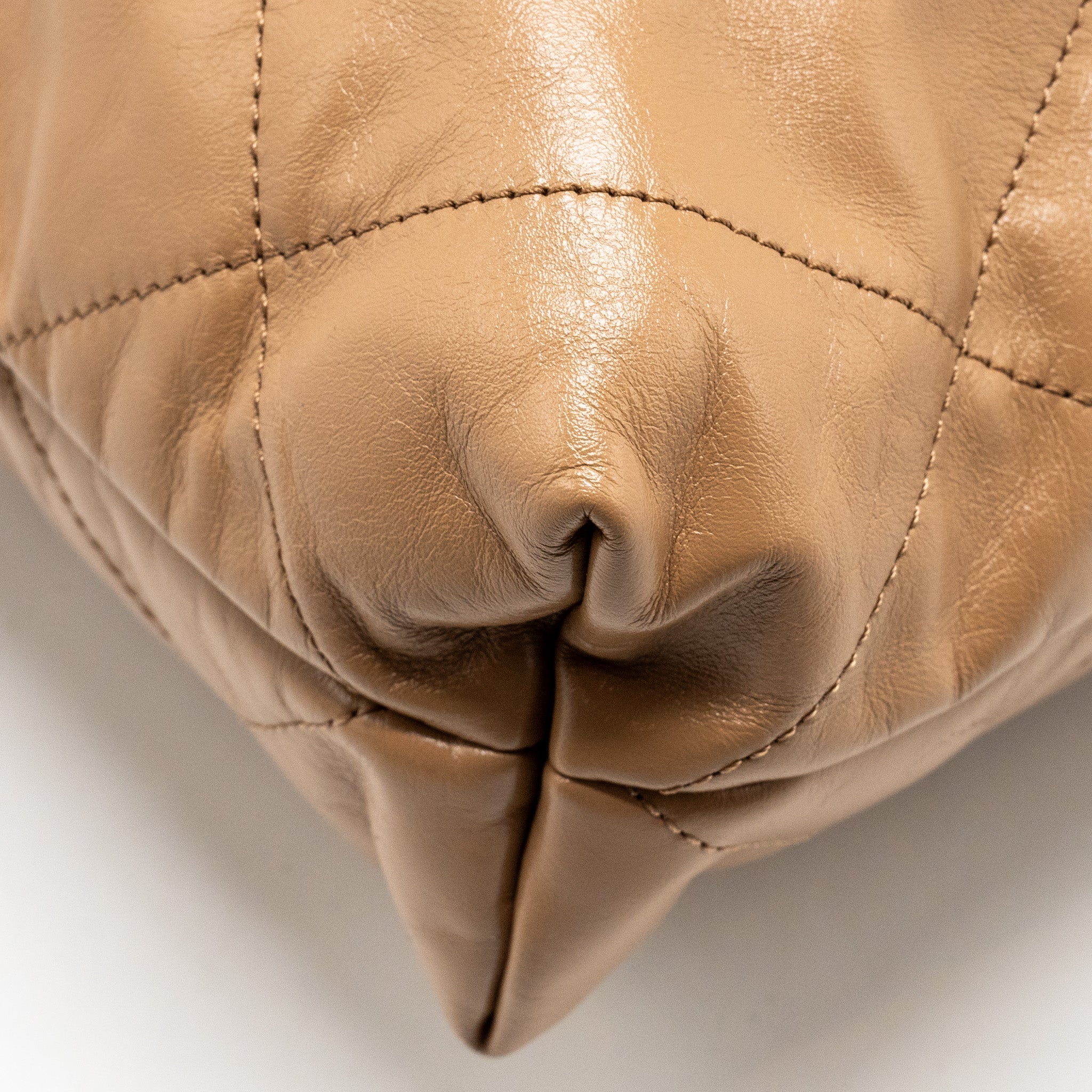 Chanel Small 22 Bag Shiny Calfskin Dark Beige  (microchip)